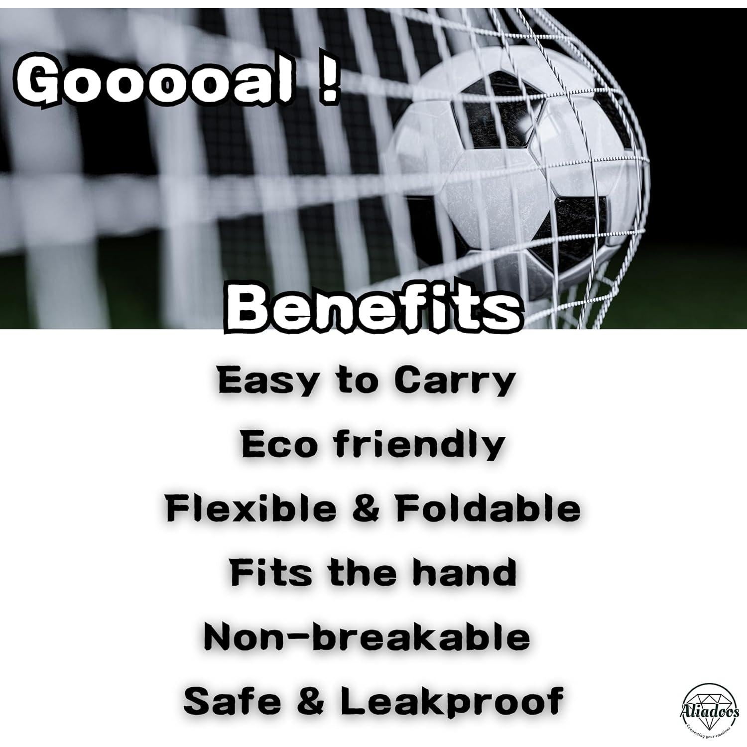 Botella de Agua Plegable Fútbol ALIADOOS 532 ml + 30 Charms