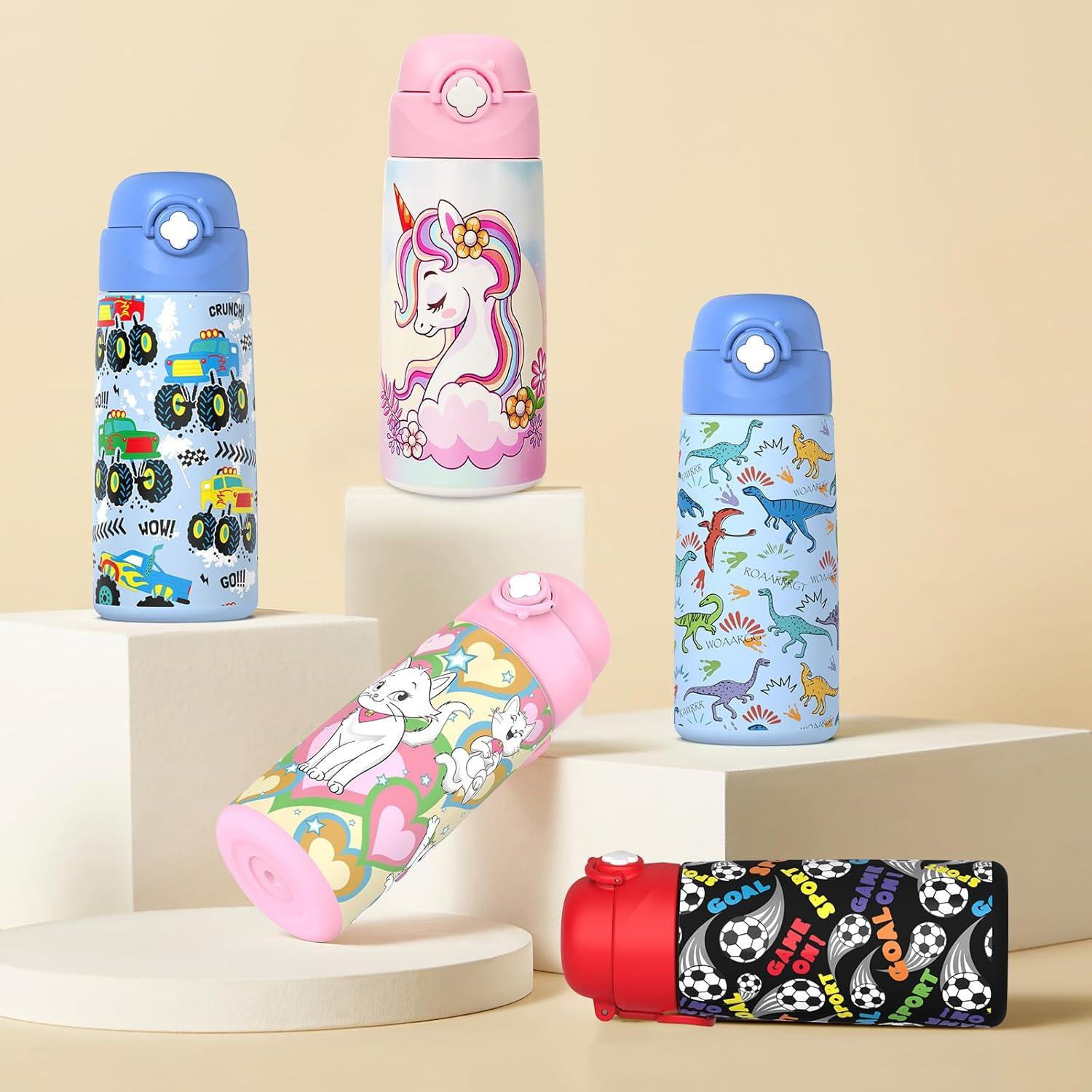 Botella Aislada para Niños Ntswasd 0.47L Acero Inoxidable Rojo Fútbol