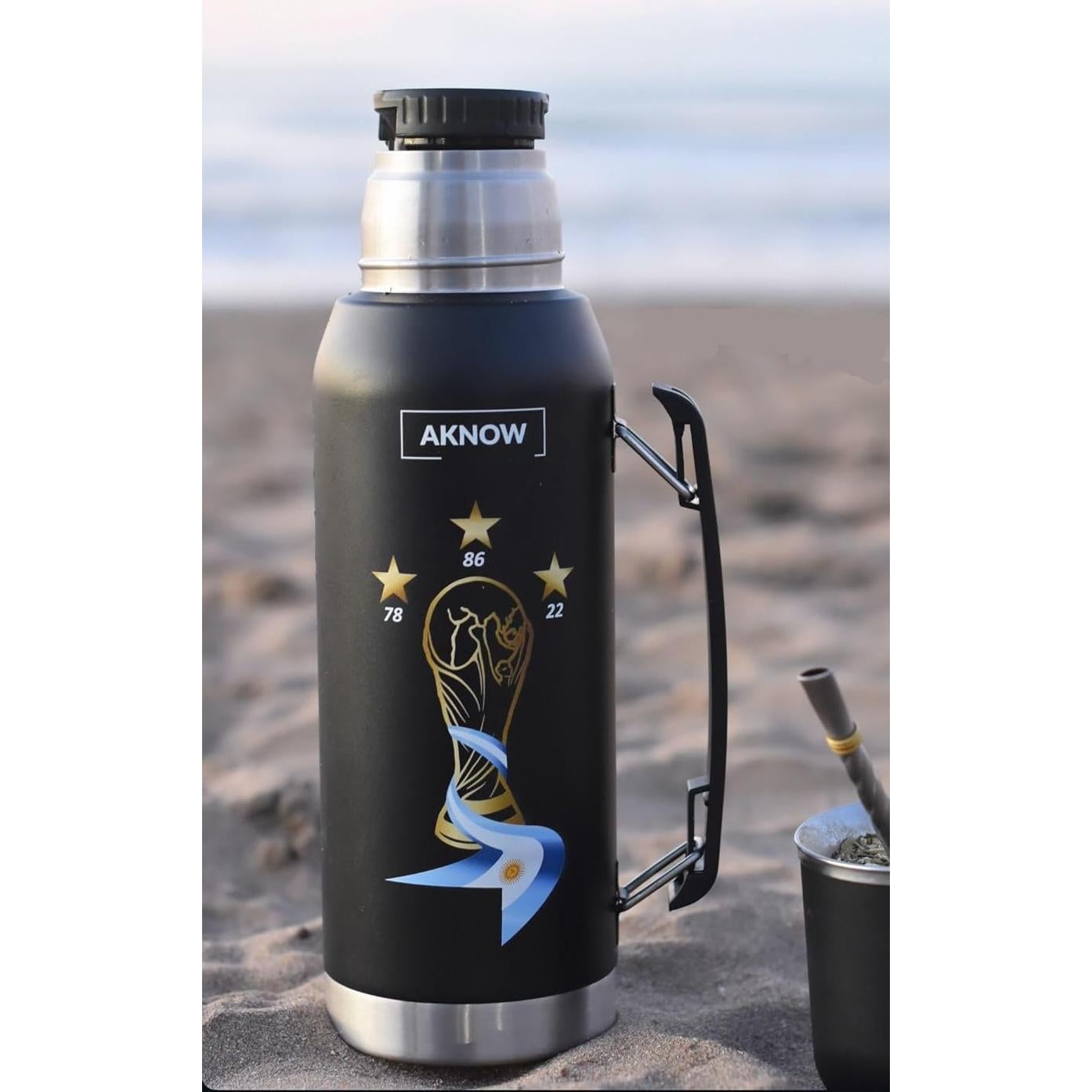 Botella de acero inoxidable AKNOW 1LT Copa del Mundo Argentina