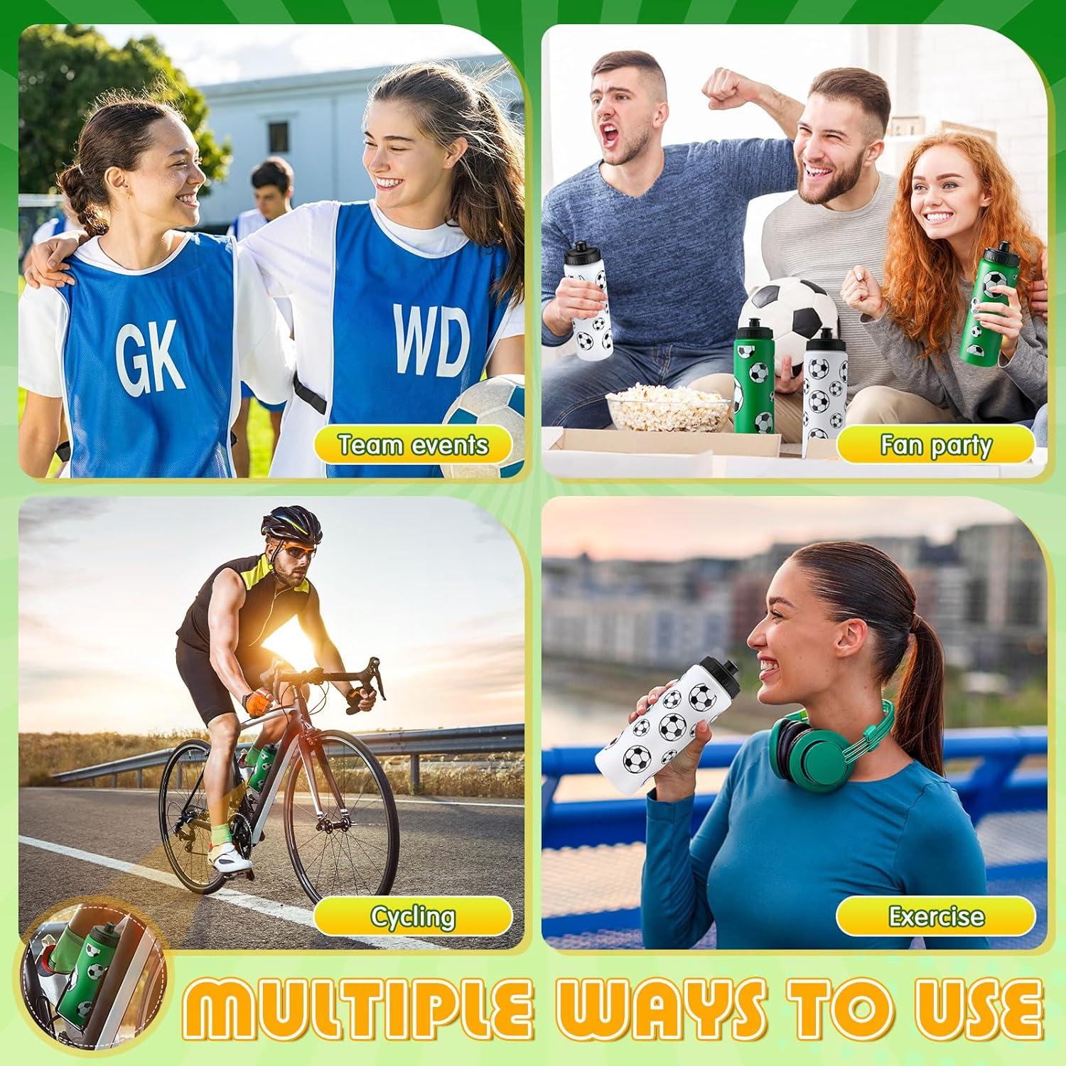 Set 24 Pcs Botellas de Agua Funnymoom Fútbol 20oz y Mochilas