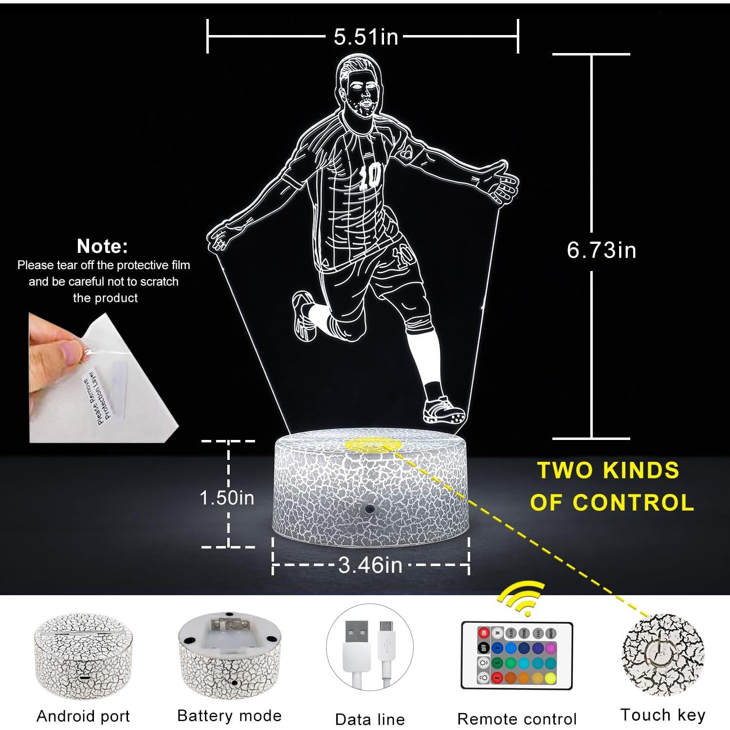 Lámpara 3D de Fútbol Argentina #10 ZeHaiYlf con Control Remoto