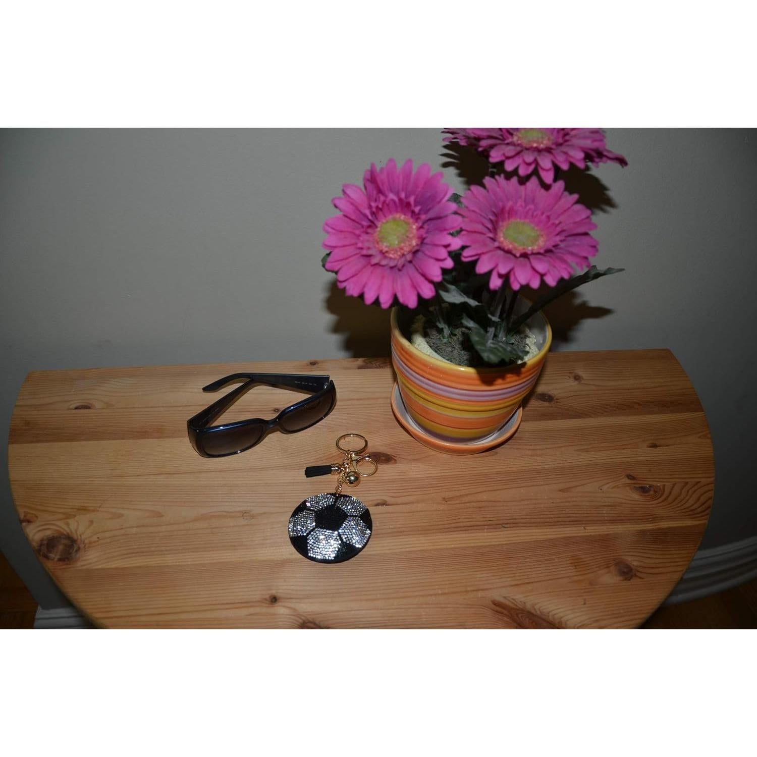 Llavero de Fútbol Brillante Popfizzy para Mujeres - Encanto de Rhinestone