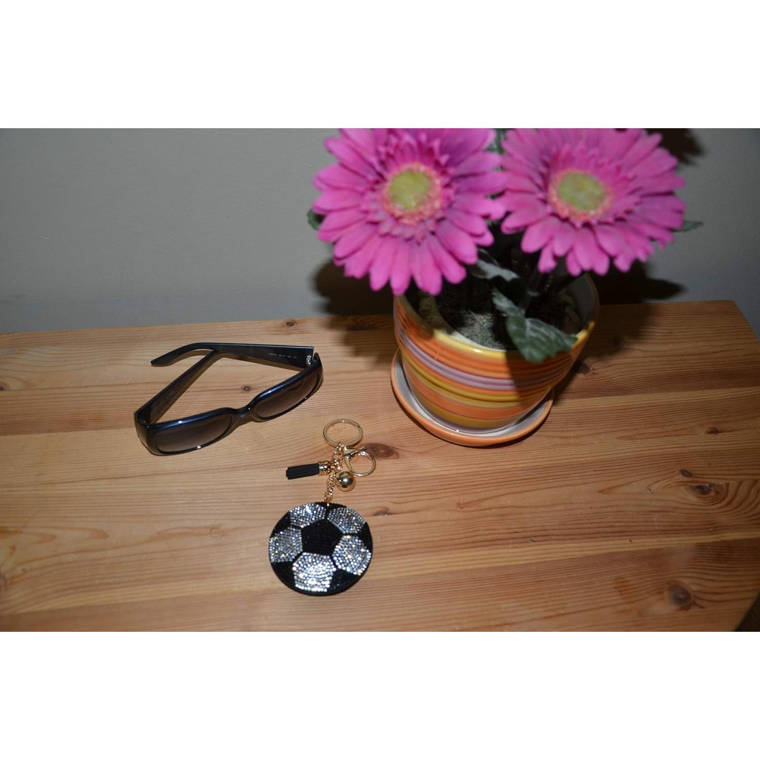 Llavero de Fútbol Brillante Popfizzy para Mujeres - Encanto de Rhinestone