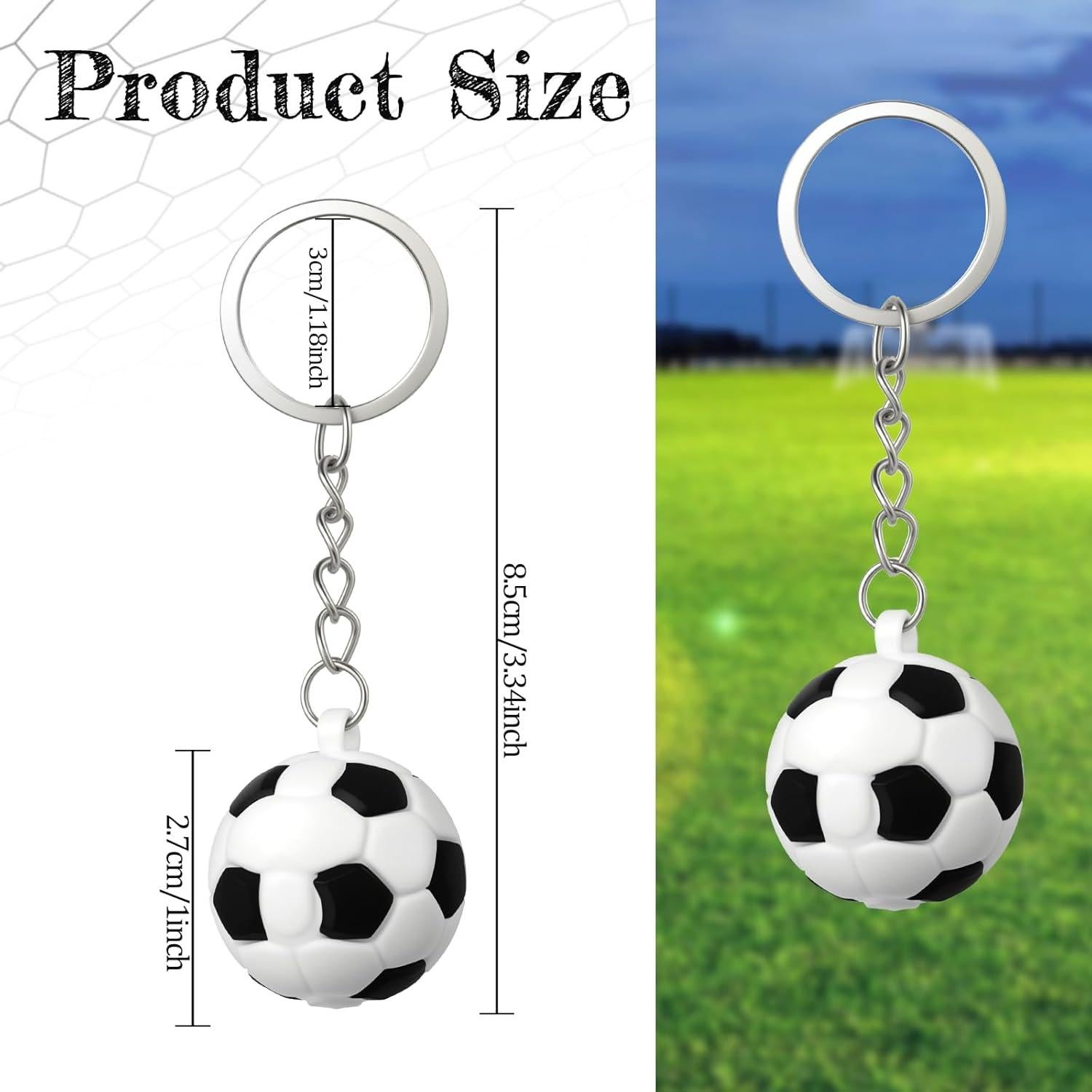 Llavero de Fútbol PVC Qulkws 18.5 cm Negro y Blanco