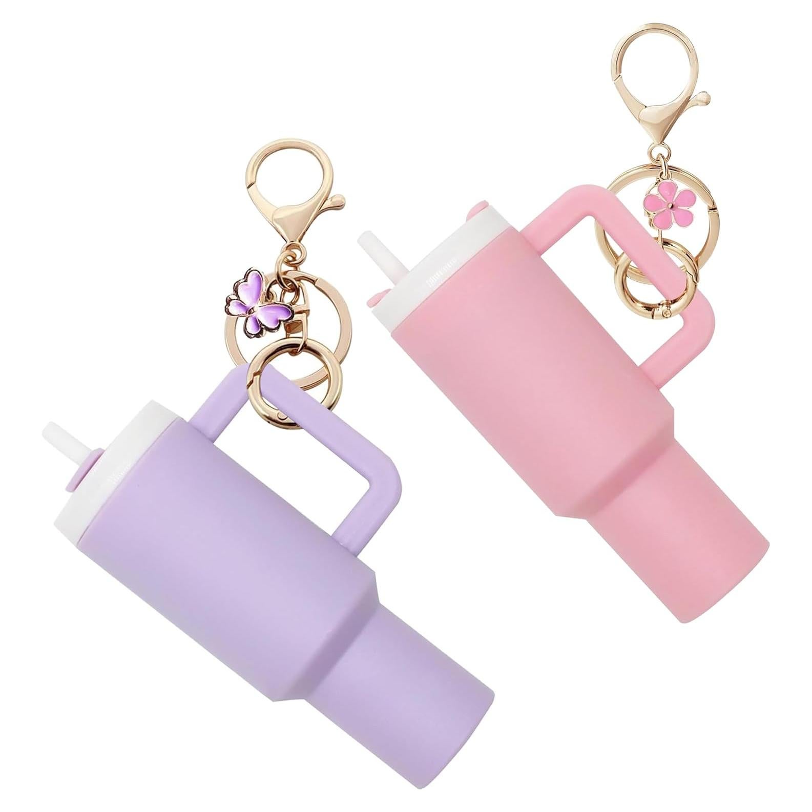 Juego de 2 llaveros mini vaso TOS en púrpura-rosa