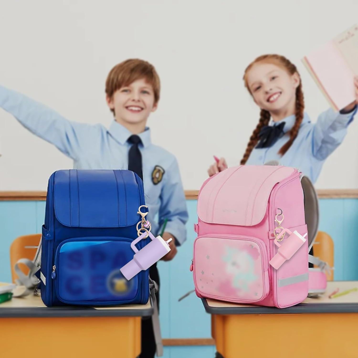 Juego de 2 llaveros mini vaso TOS en púrpura-rosa