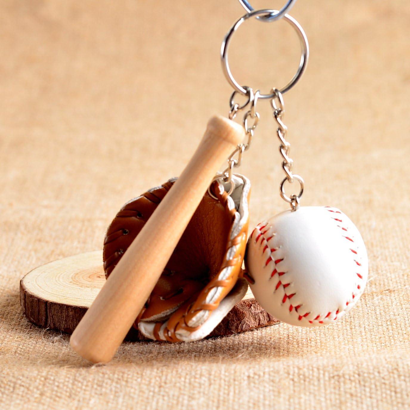 Llavero Mini Béisbol de Madera y Cuero PU - Regalo Unisex