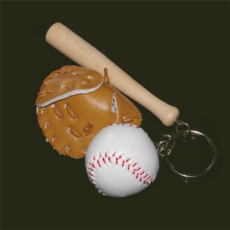 Llavero Mini Béisbol de Madera y Cuero PU - Regalo Unisex