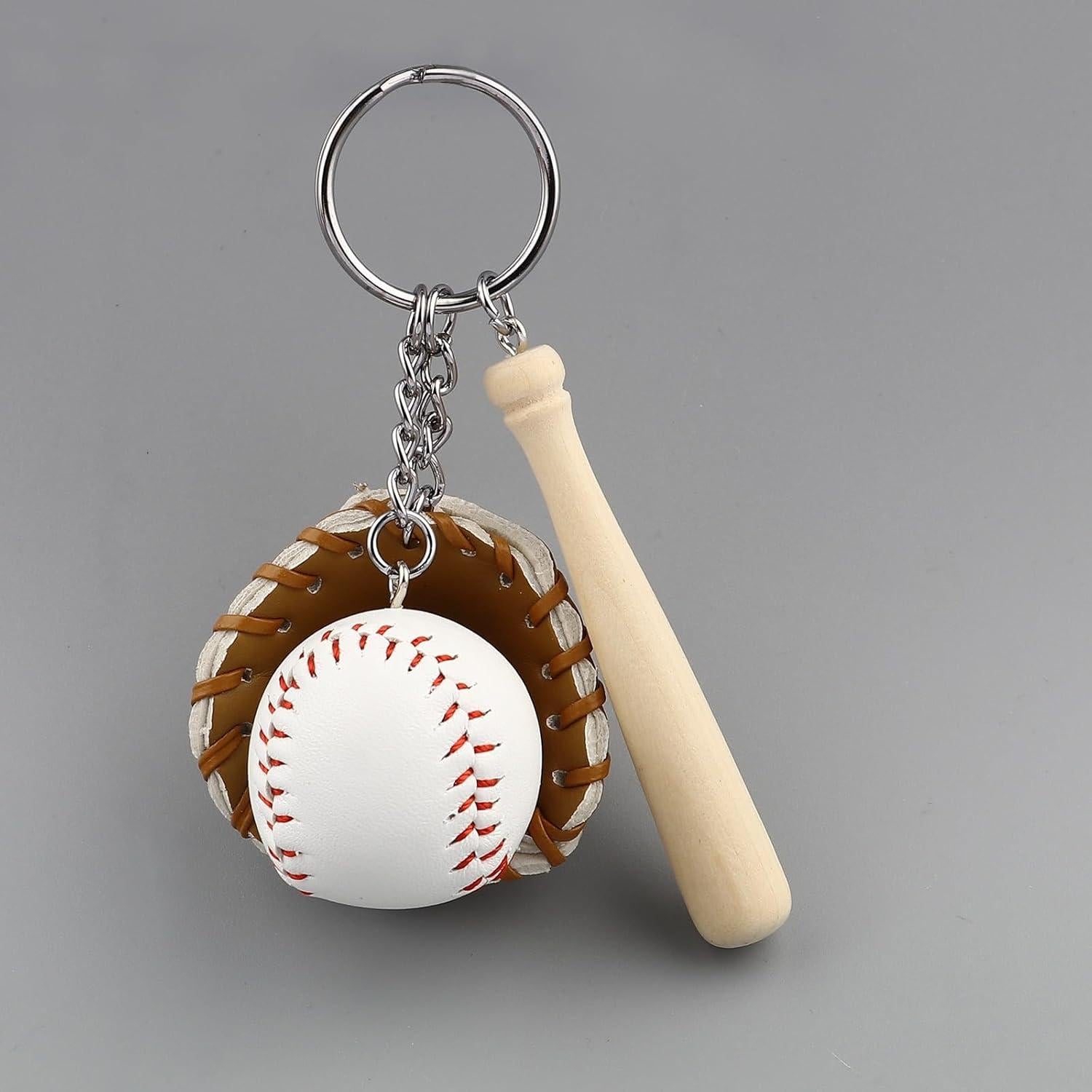 Llavero Mini Béisbol de Madera y Cuero PU - Regalo Unisex