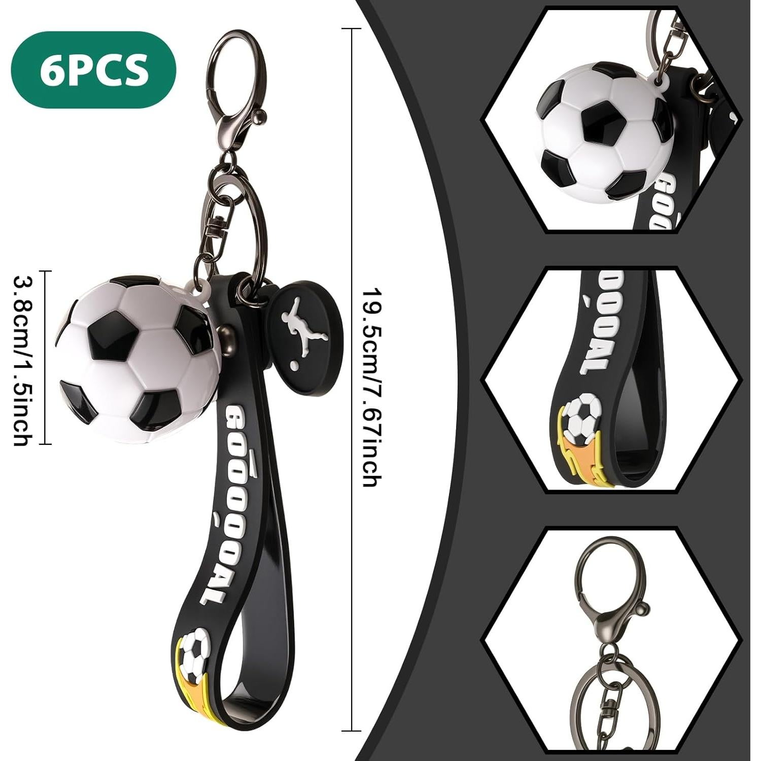 6 Llaveros de Fútbol Decorativos Equsion - Regalos para Eventos