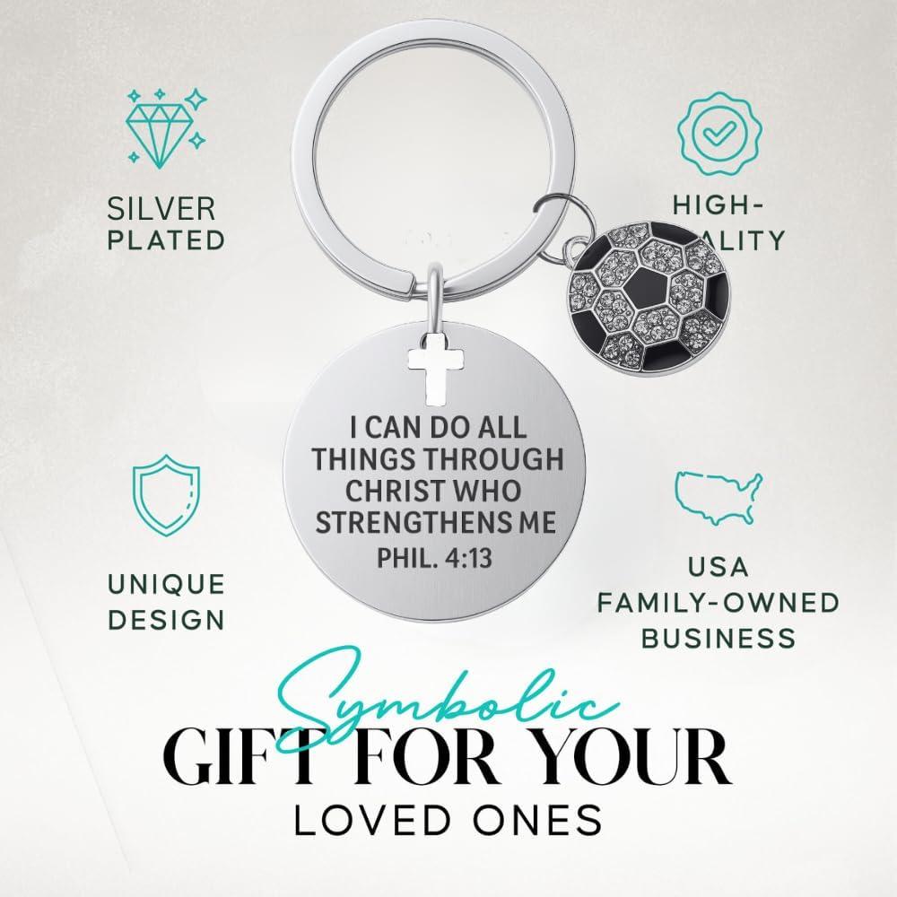 Llavero de Fútbol Cristiano Sporty Bella con Filipenses 4:13