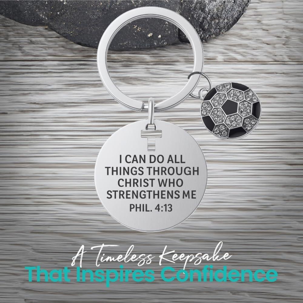 Llavero de Fútbol Cristiano Sporty Bella con Filipenses 4:13