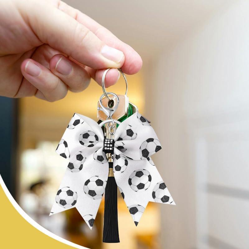 Llaveros de moño de fútbol para mujeres y chicas - Borhmty