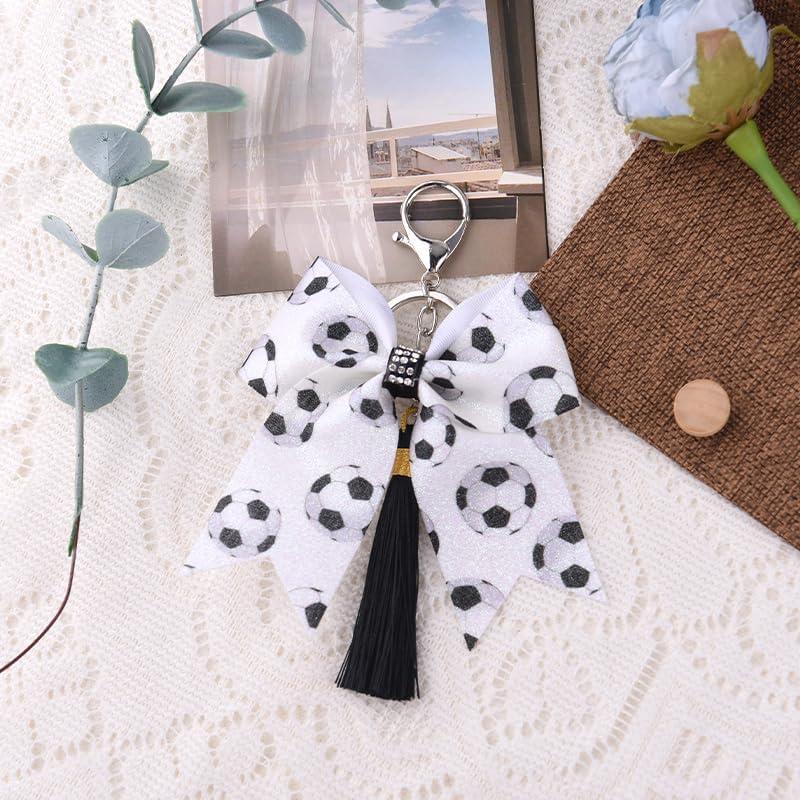 Llaveros de moño de fútbol para mujeres y chicas - Borhmty