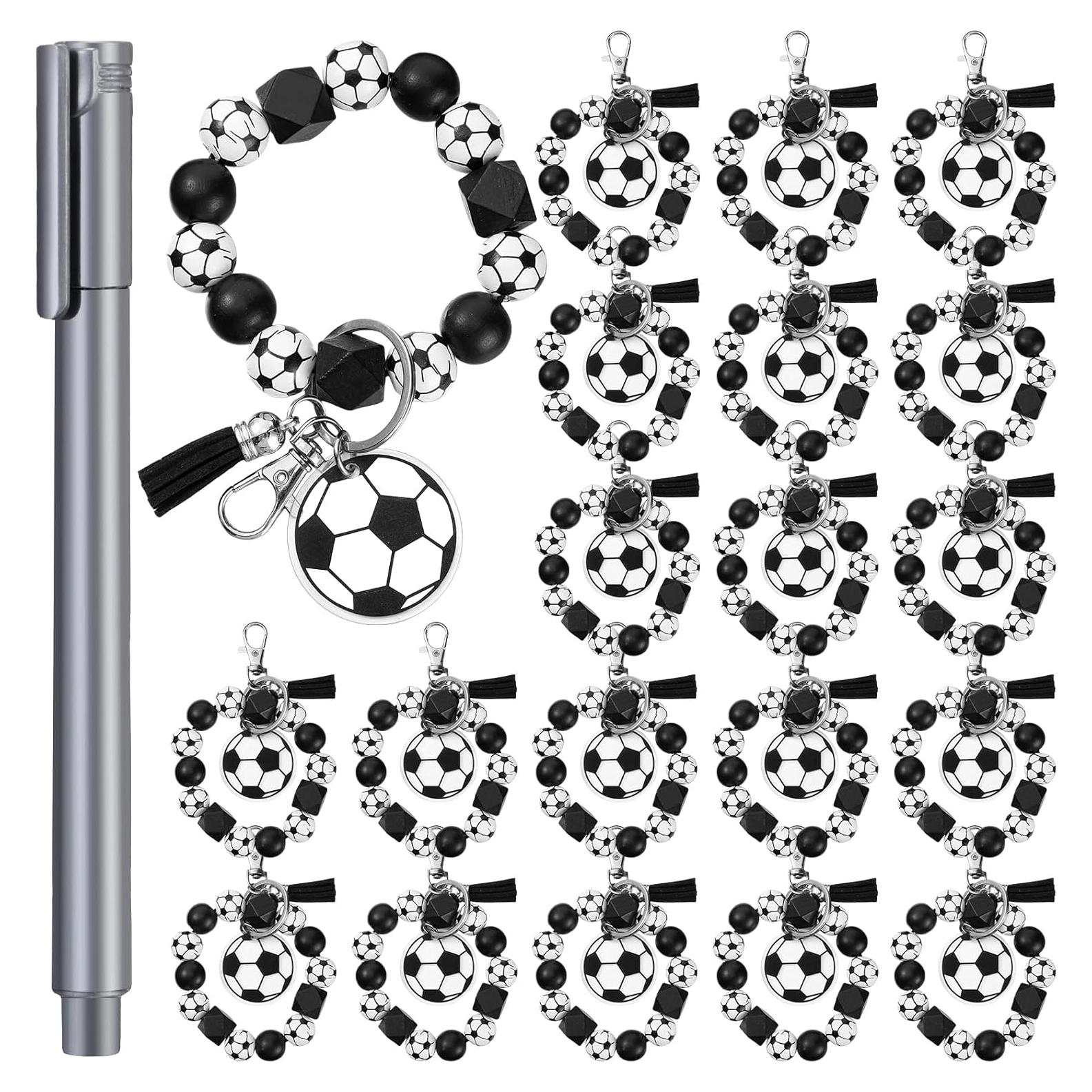 20 Llaveros de Fútbol Siifert con Cuentas de Madera 5.5 cm