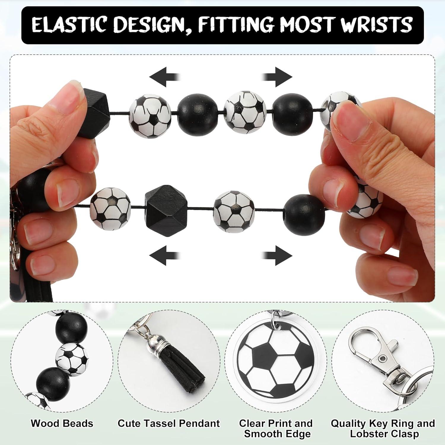 20 Llaveros de Fútbol Siifert con Cuentas de Madera 5.5 cm