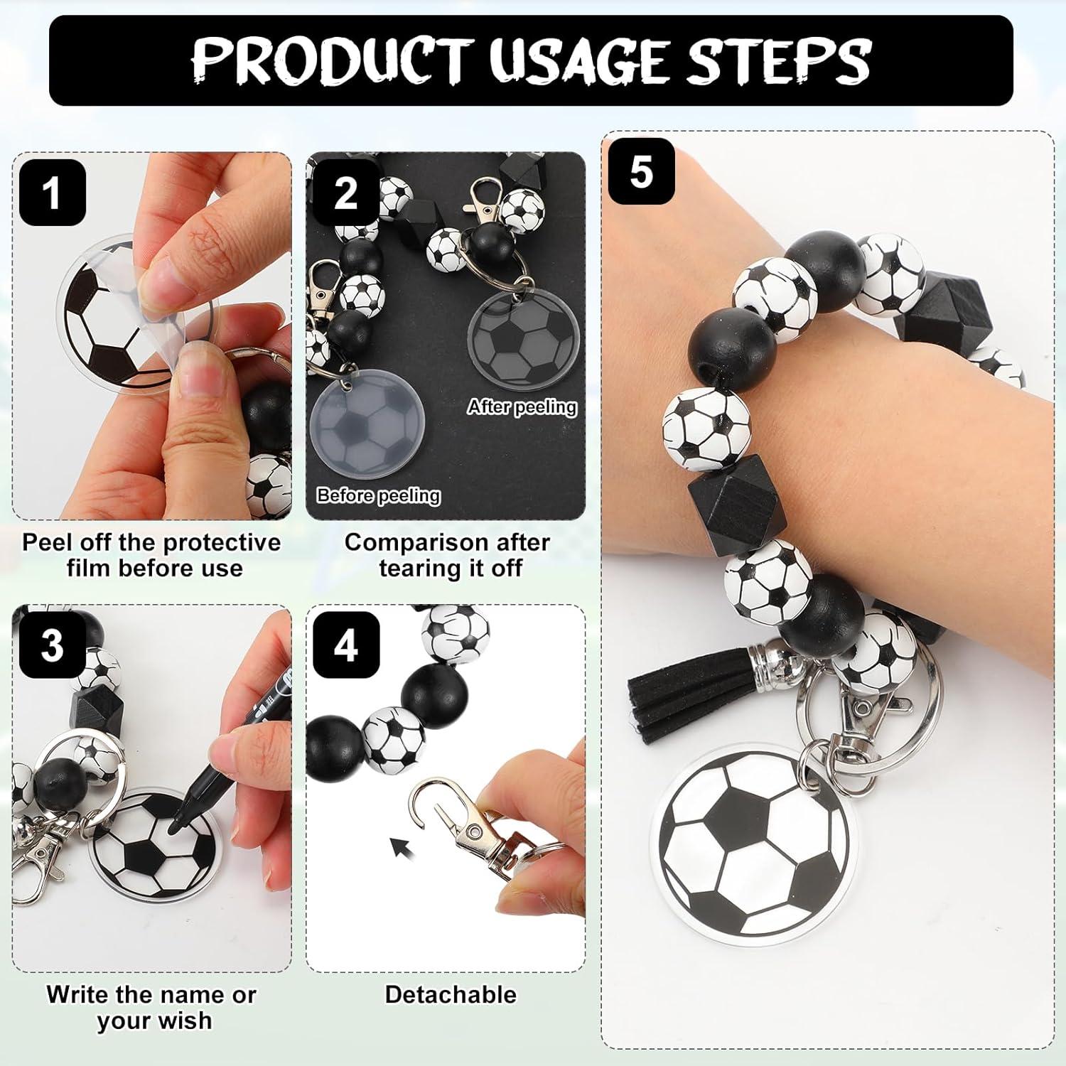 20 Llaveros de Fútbol Siifert con Cuentas de Madera 5.5 cm