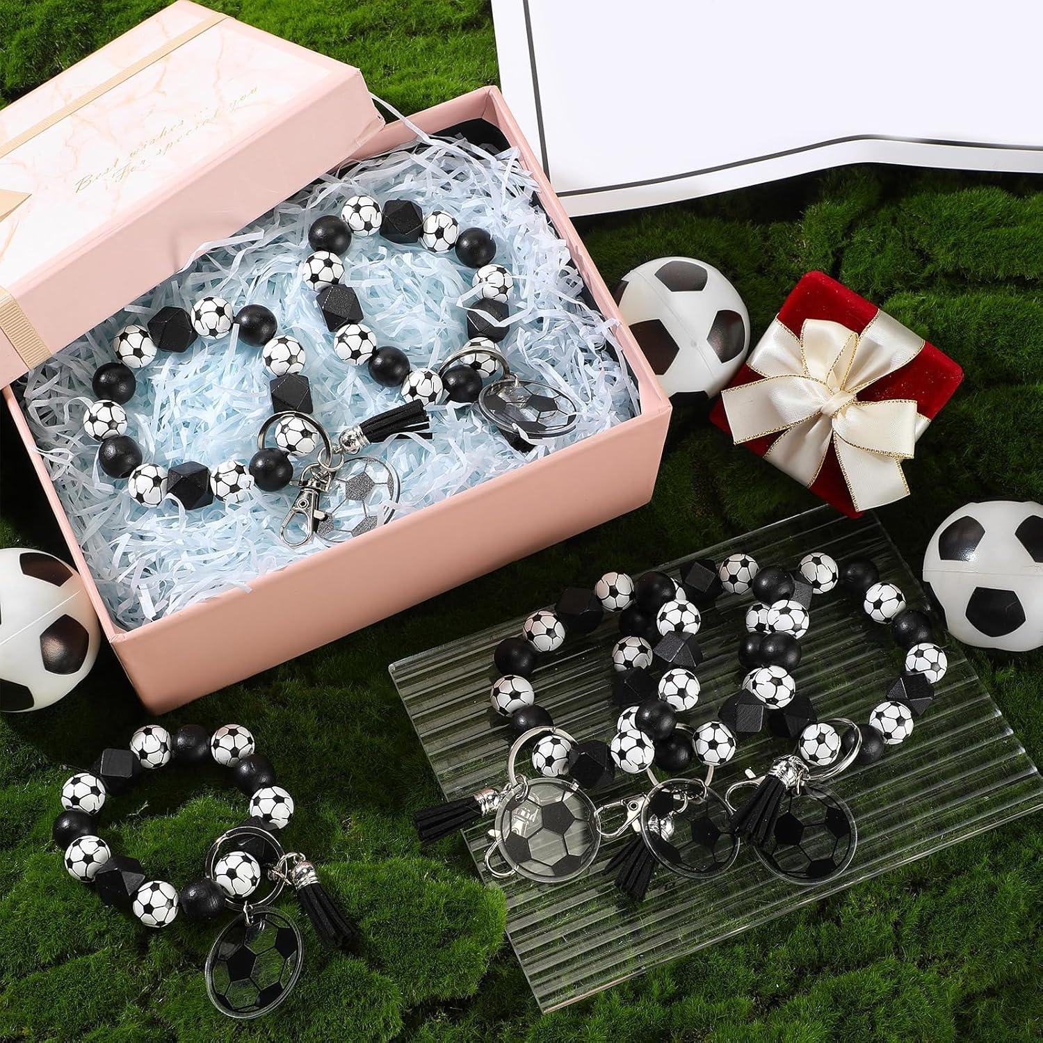 20 Llaveros de Fútbol Siifert con Cuentas de Madera 5.5 cm