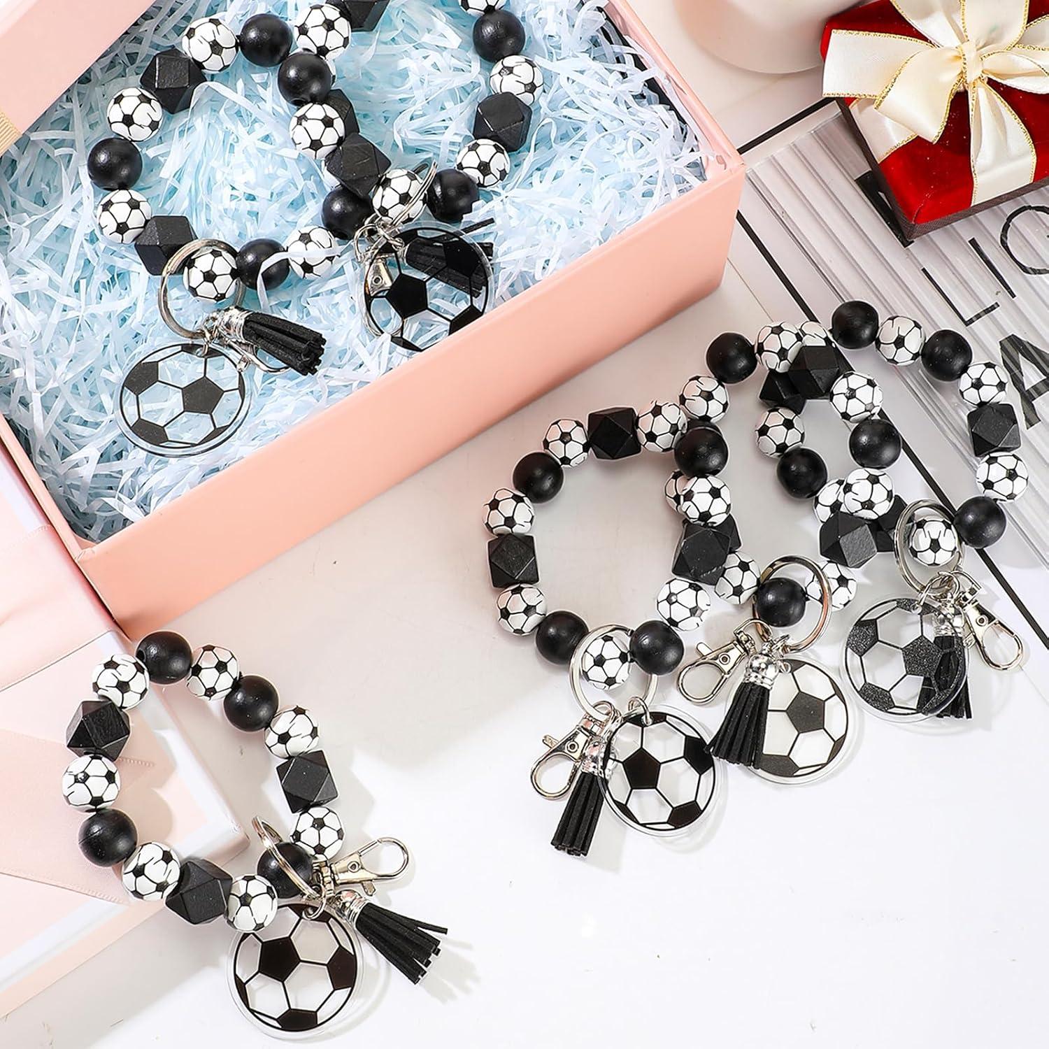 20 Llaveros de Fútbol Siifert con Cuentas de Madera 5.5 cm