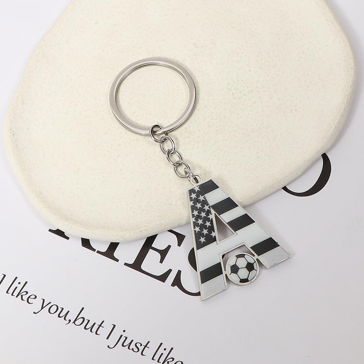 Llaveros de Charms Iniciales A-Z de Fútbol - Metal Duradero