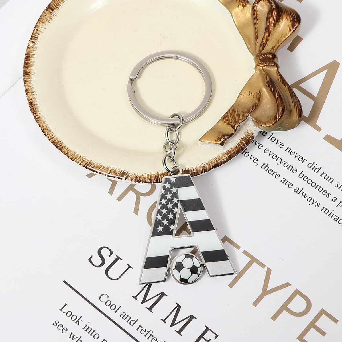 Llaveros de Charms Iniciales A-Z de Fútbol - Metal Duradero