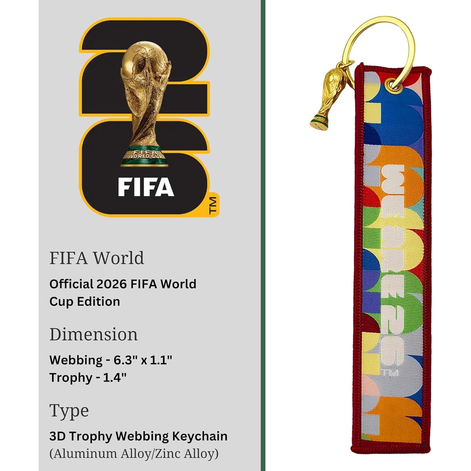 Llavero Bordado Copa Mundial FIFA 2026 - Trofeo 3D 16 cm