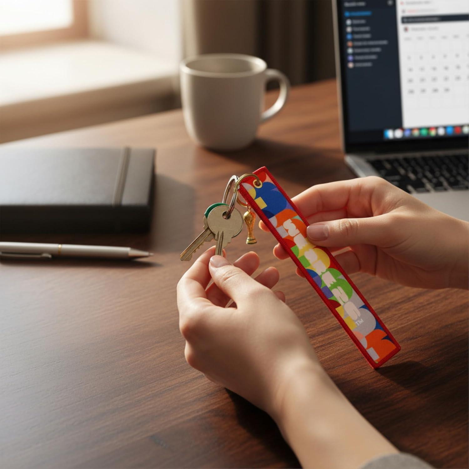 Llavero Bordado Copa Mundial FIFA 2026 - Trofeo 3D 16 cm