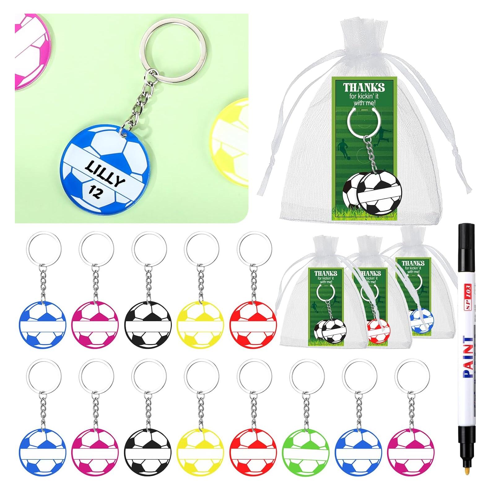 30 Llaveros de Fútbol Acrílico DIY con Tarjetas y Bolsas