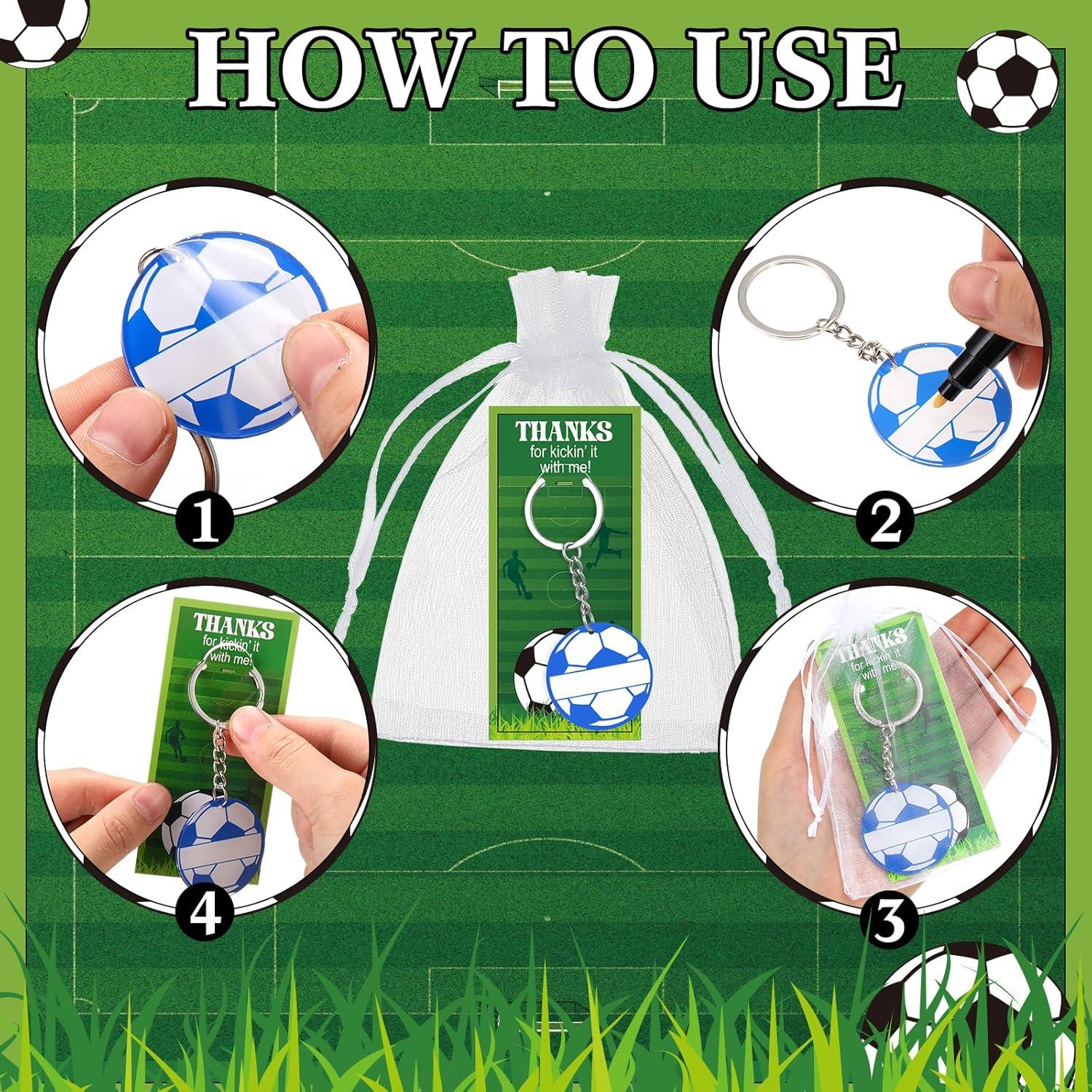 30 Llaveros de Fútbol Acrílico DIY con Tarjetas y Bolsas