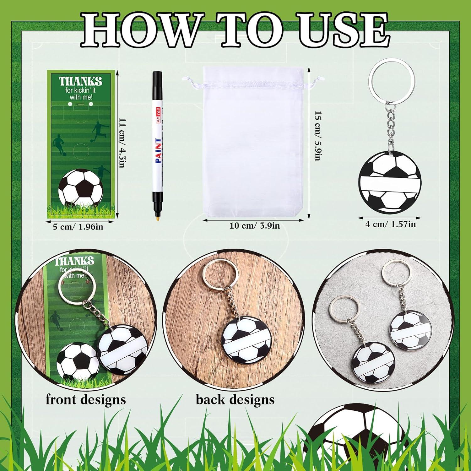 30 Llaveros de Fútbol Acrílico DIY con Tarjetas y Bolsas