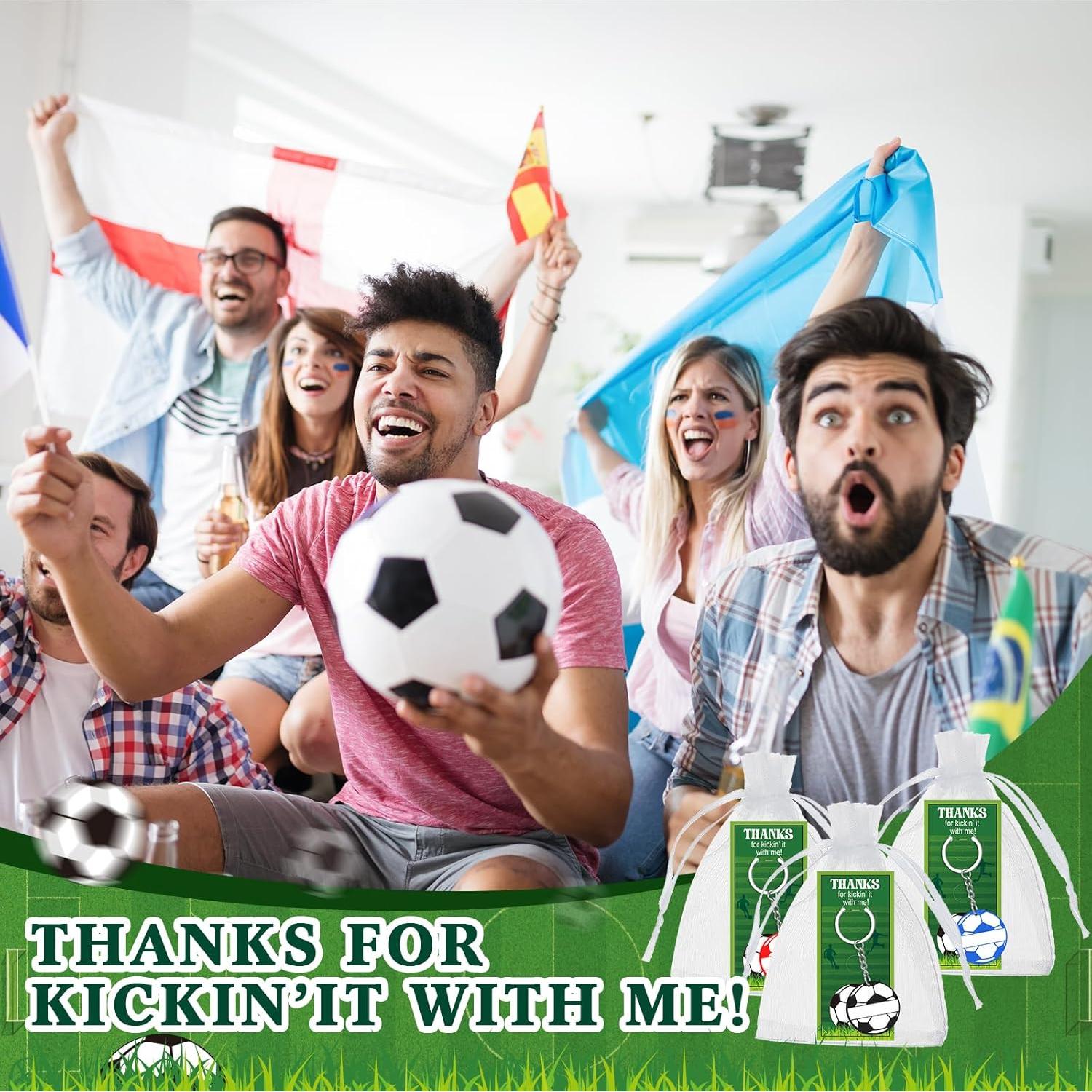 30 Llaveros de Fútbol Acrílico DIY con Tarjetas y Bolsas