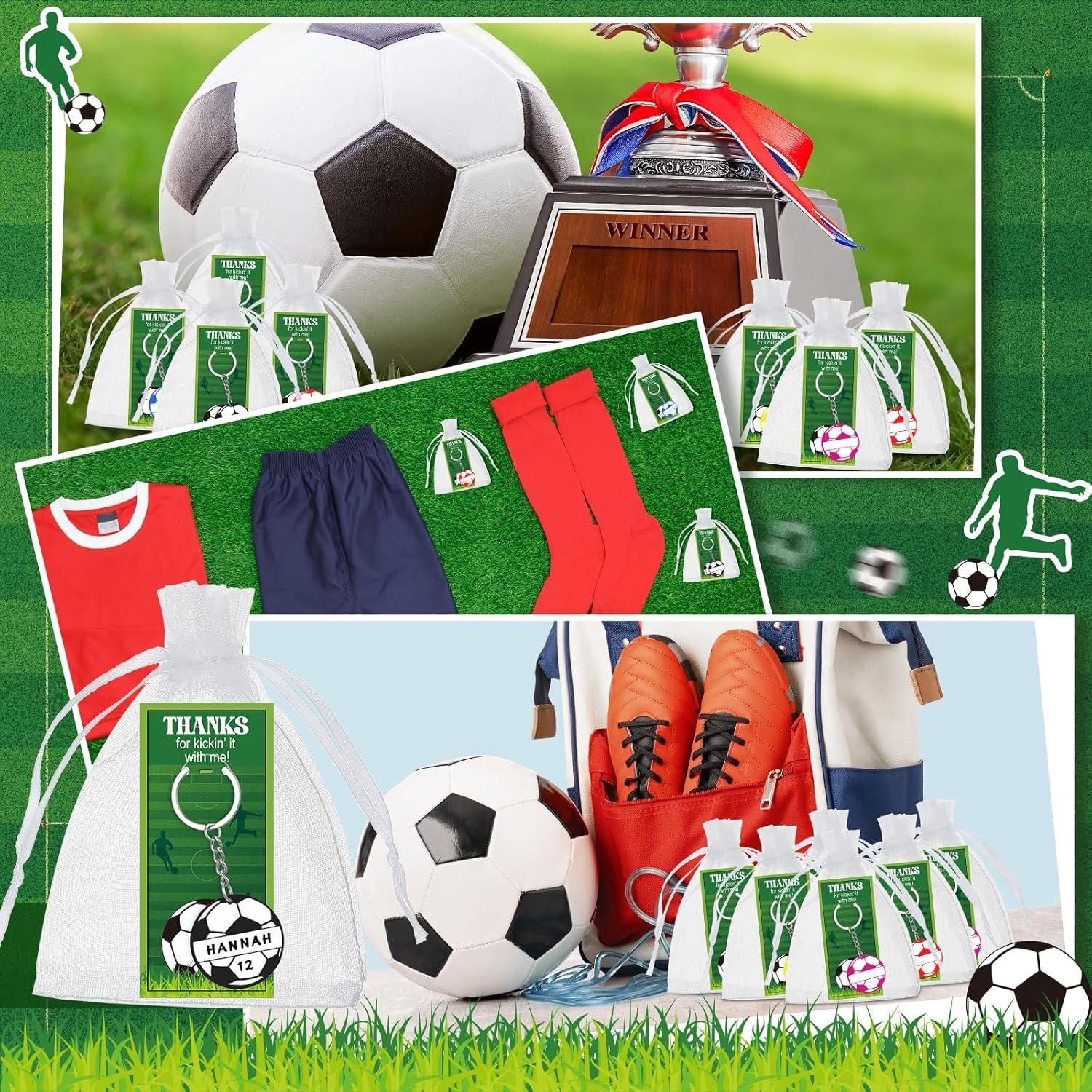 30 Llaveros de Fútbol Acrílico DIY con Tarjetas y Bolsas