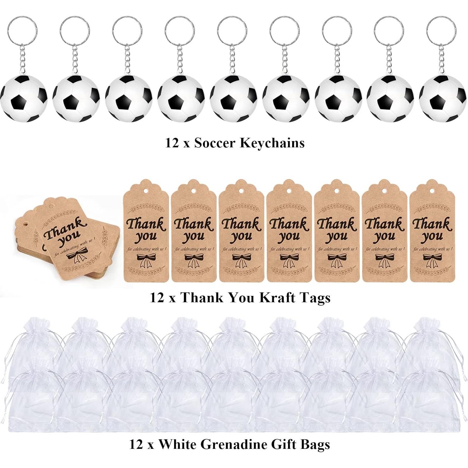 CiciBear 36 Paquete Fiestas Fútbol: Llaveros, Etiquetas y Bolsas