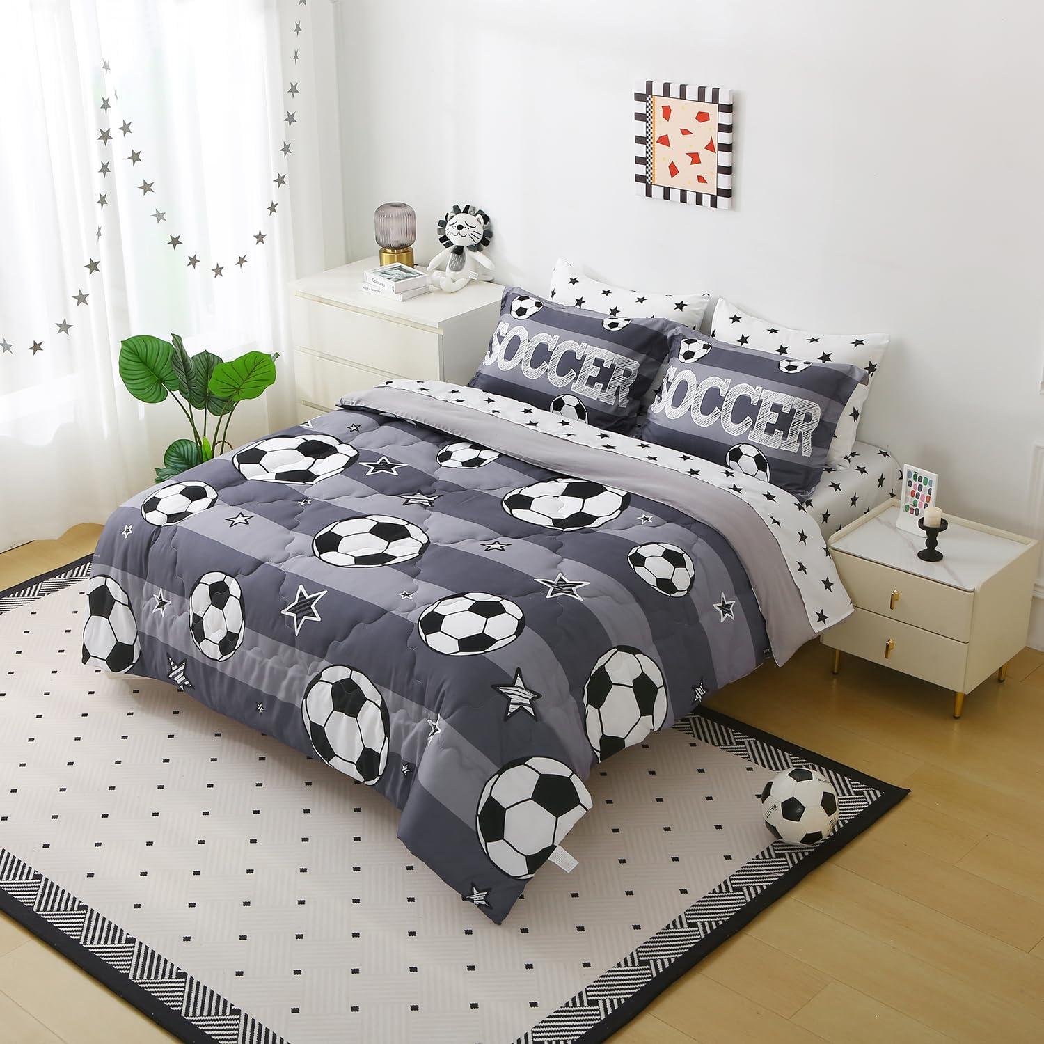 Conjunto de Edredón Individual Gusuhome 7 Piezas Fútbol 3D