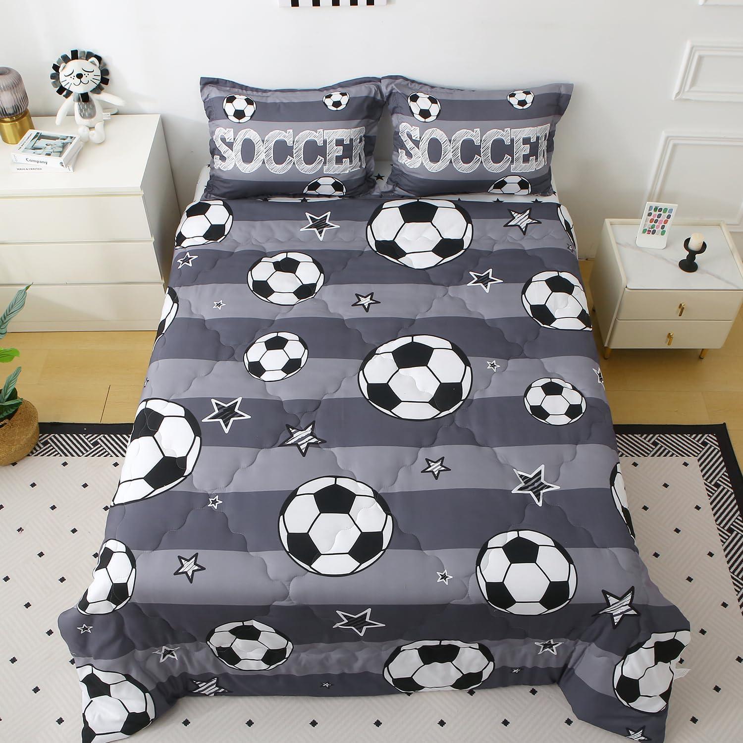 Conjunto de Edredón Individual Gusuhome 7 Piezas Fútbol 3D