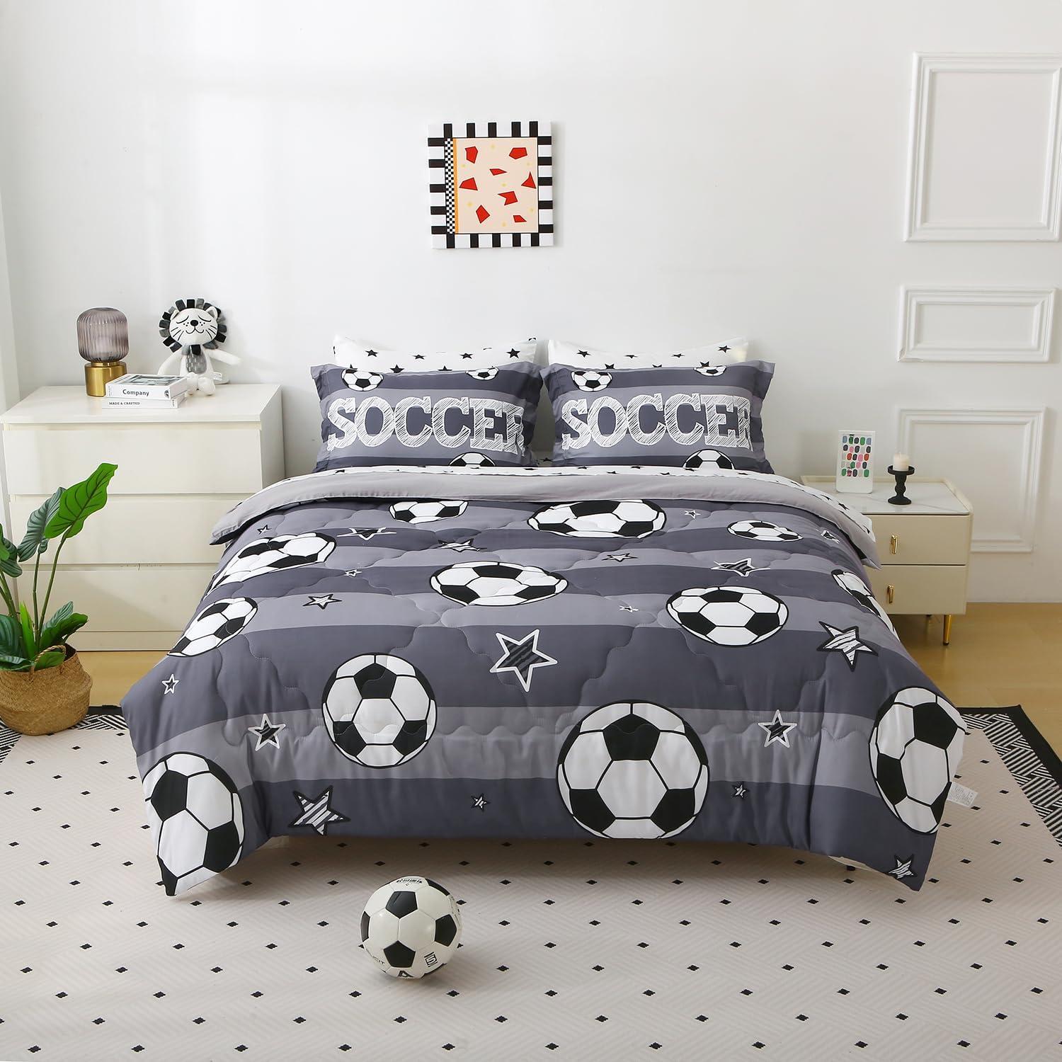 Conjunto de Edredón Individual Gusuhome 7 Piezas Fútbol 3D