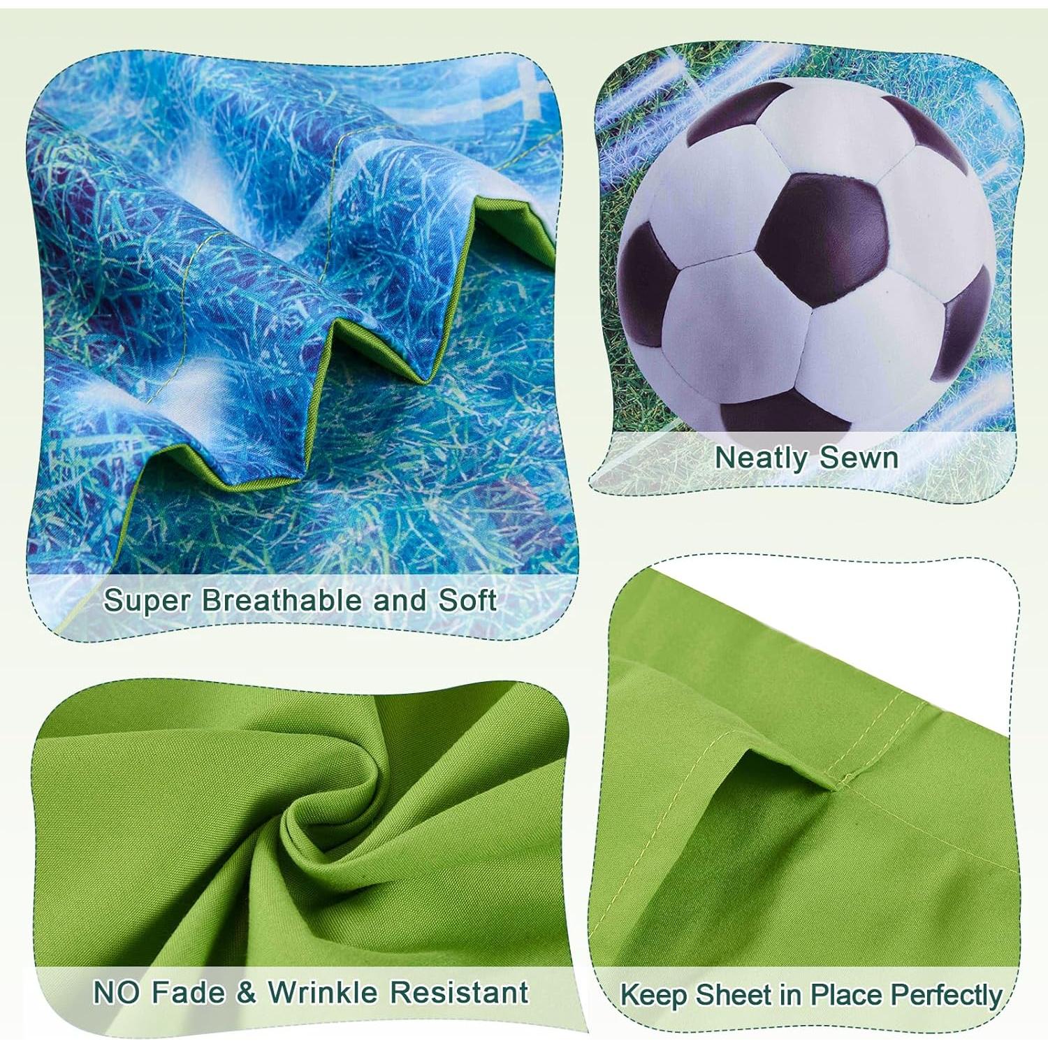 Conjunto de Ropa de Cama Wowelife Fútbol Verde Reina 5 Piezas