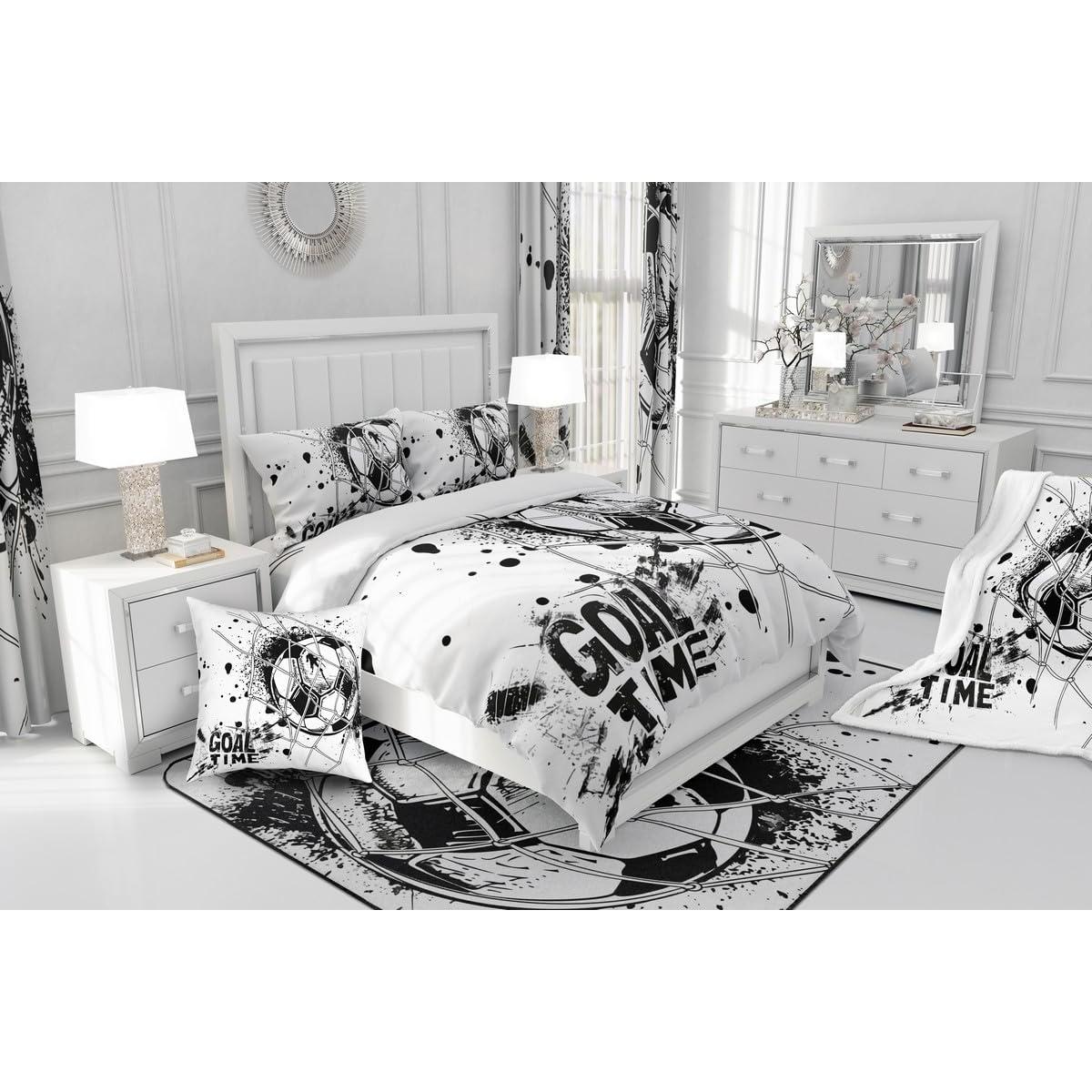 Conjunto de Edredón Individual Erosebridal Fútbol Geométrico