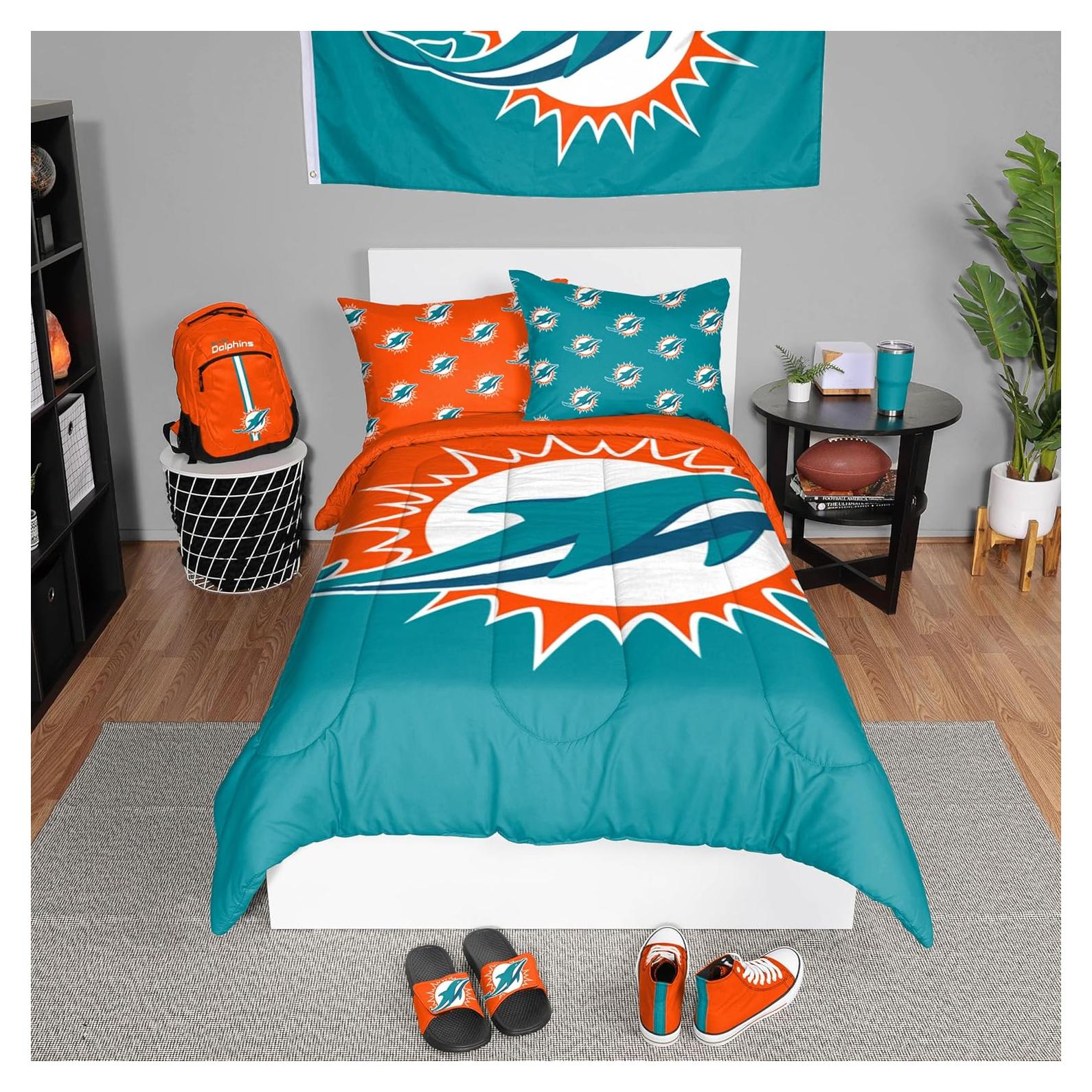 Edredón Individual FOCO NFL Delfines de Miami 3 Piezas