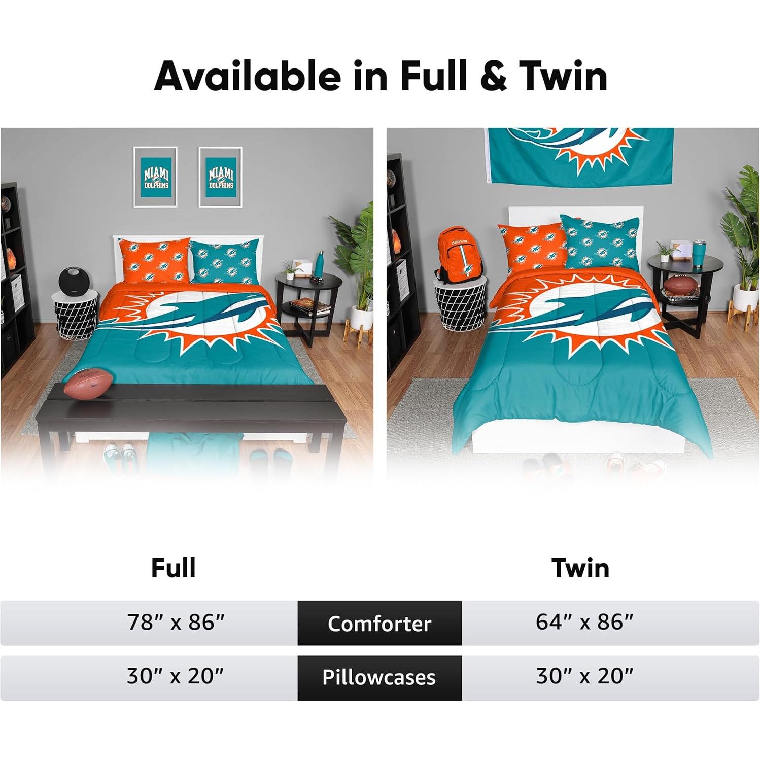 Edredón Individual FOCO NFL Delfines de Miami 3 Piezas