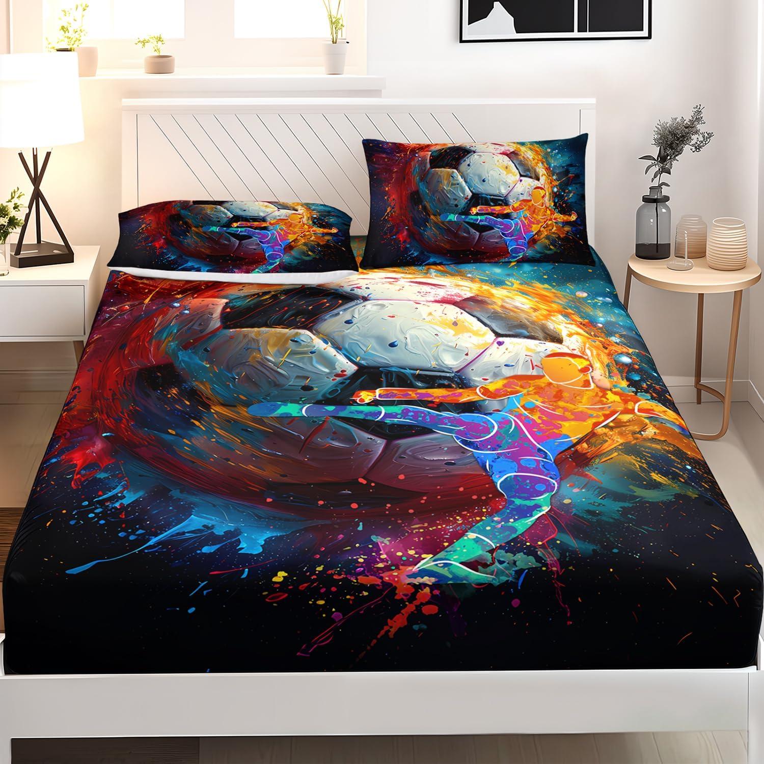 Juego de Sábanas Ajustadas AILONEN Individual Fútbol 3 Piezas