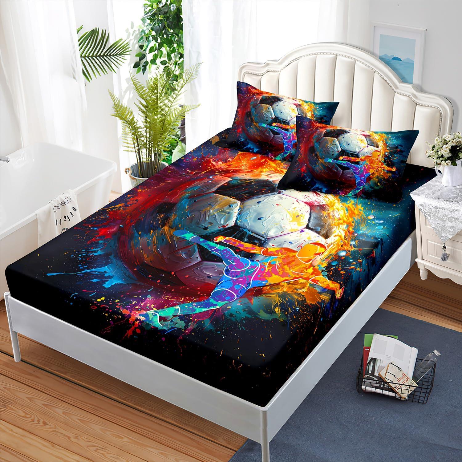 Juego de Sábanas Ajustadas AILONEN Individual Fútbol 3 Piezas