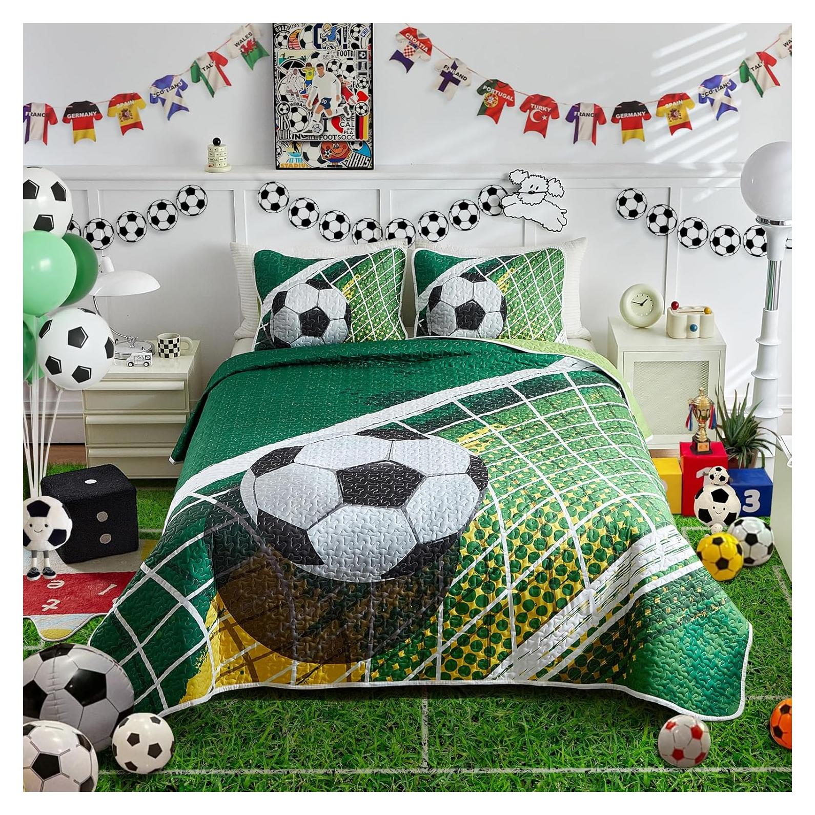 Juego de Colcha Doble UOZZI BEDDING Fútbol Verde 208x218 cm