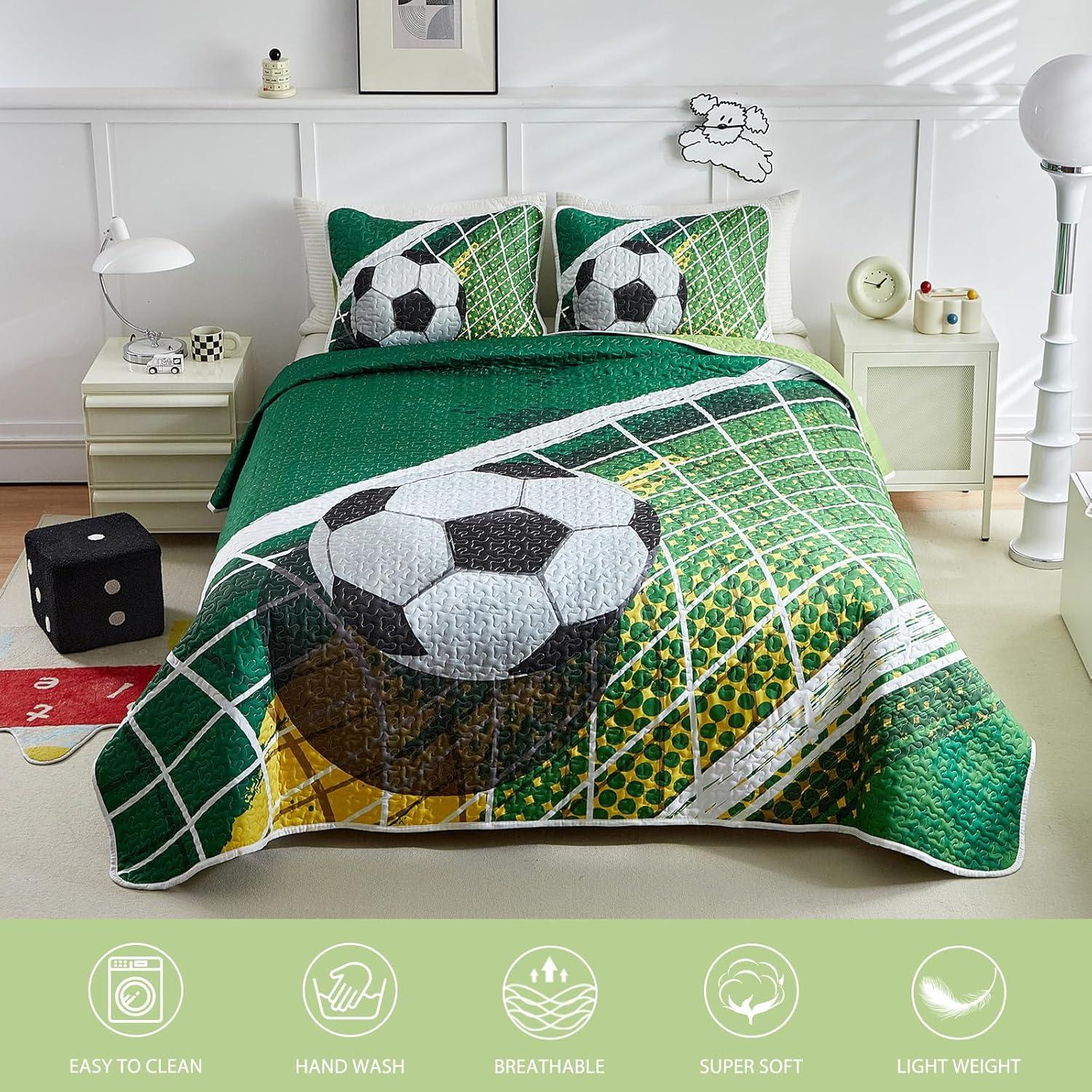 Juego de Colcha Doble UOZZI BEDDING Fútbol Verde 208x218 cm