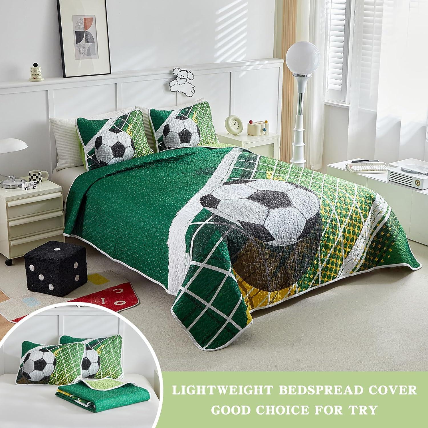 Juego de Colcha Doble UOZZI BEDDING Fútbol Verde 208x218 cm