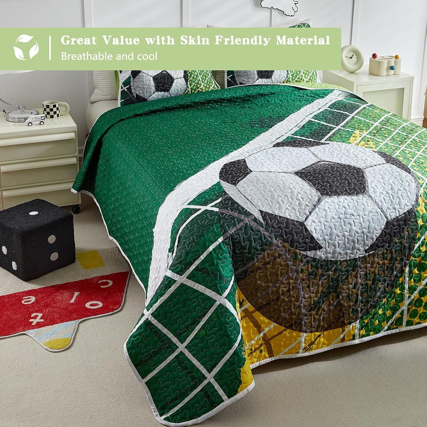 Juego de Colcha Doble UOZZI BEDDING Fútbol Verde 208x218 cm