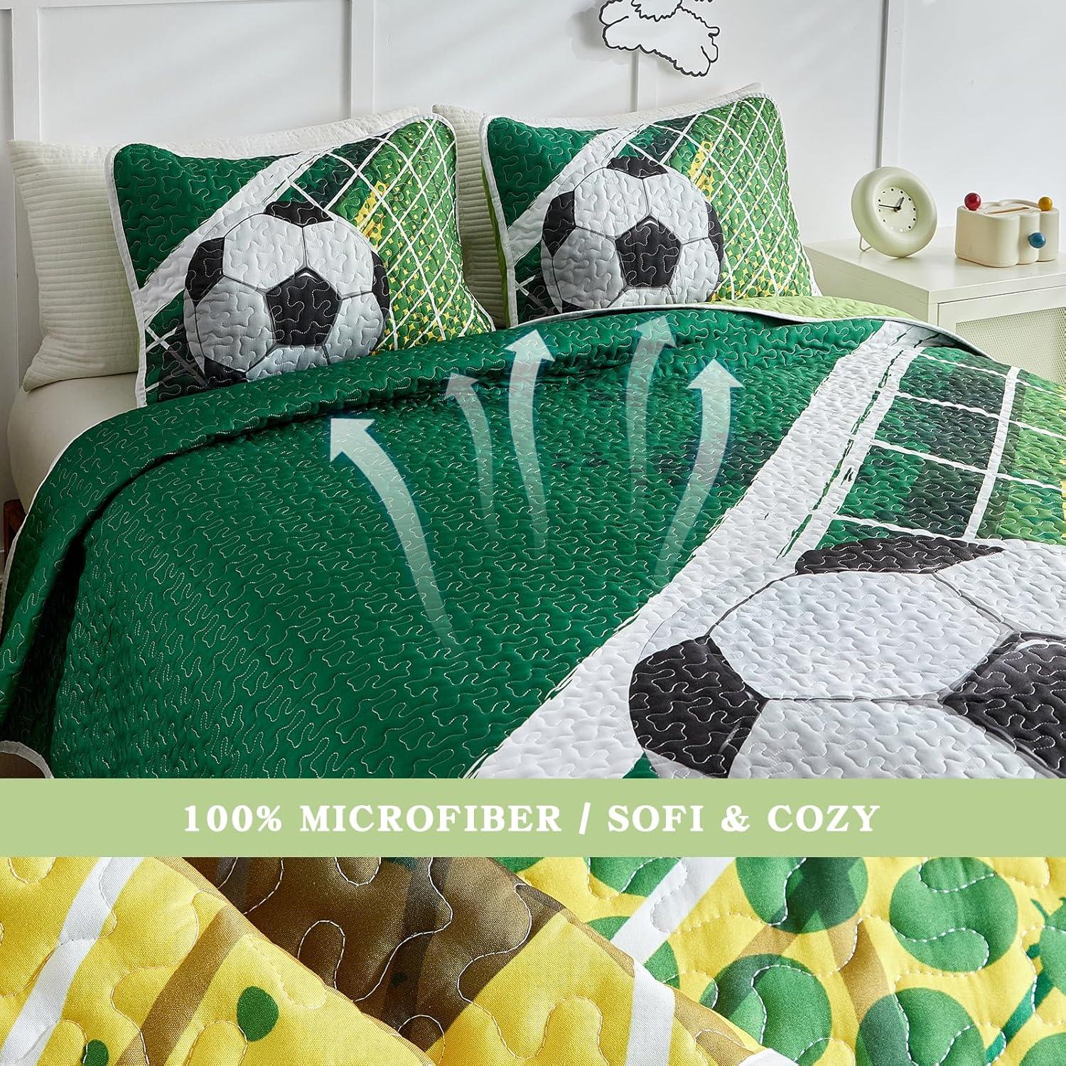 Juego de Colcha Doble UOZZI BEDDING Fútbol Verde 208x218 cm