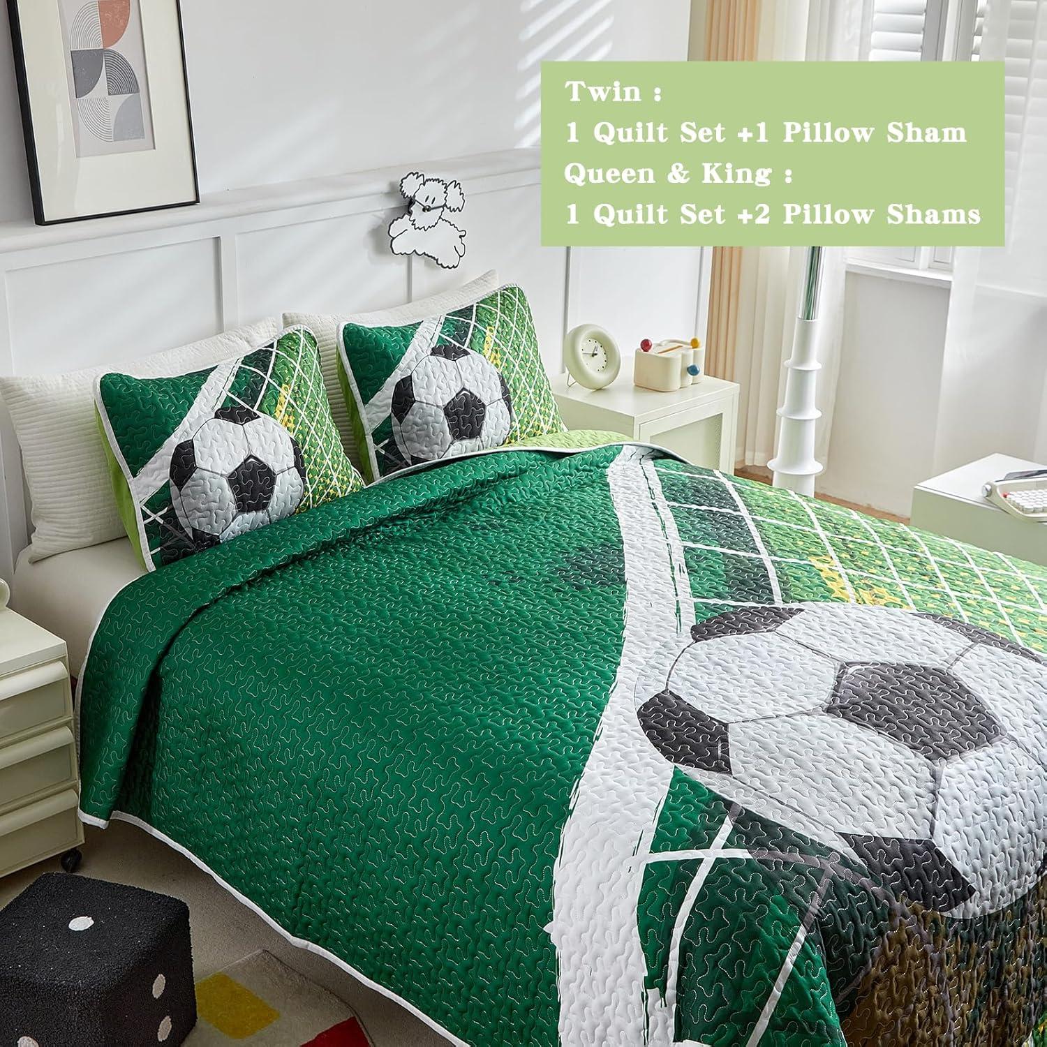 Juego de Colcha Doble UOZZI BEDDING Fútbol Verde 208x218 cm