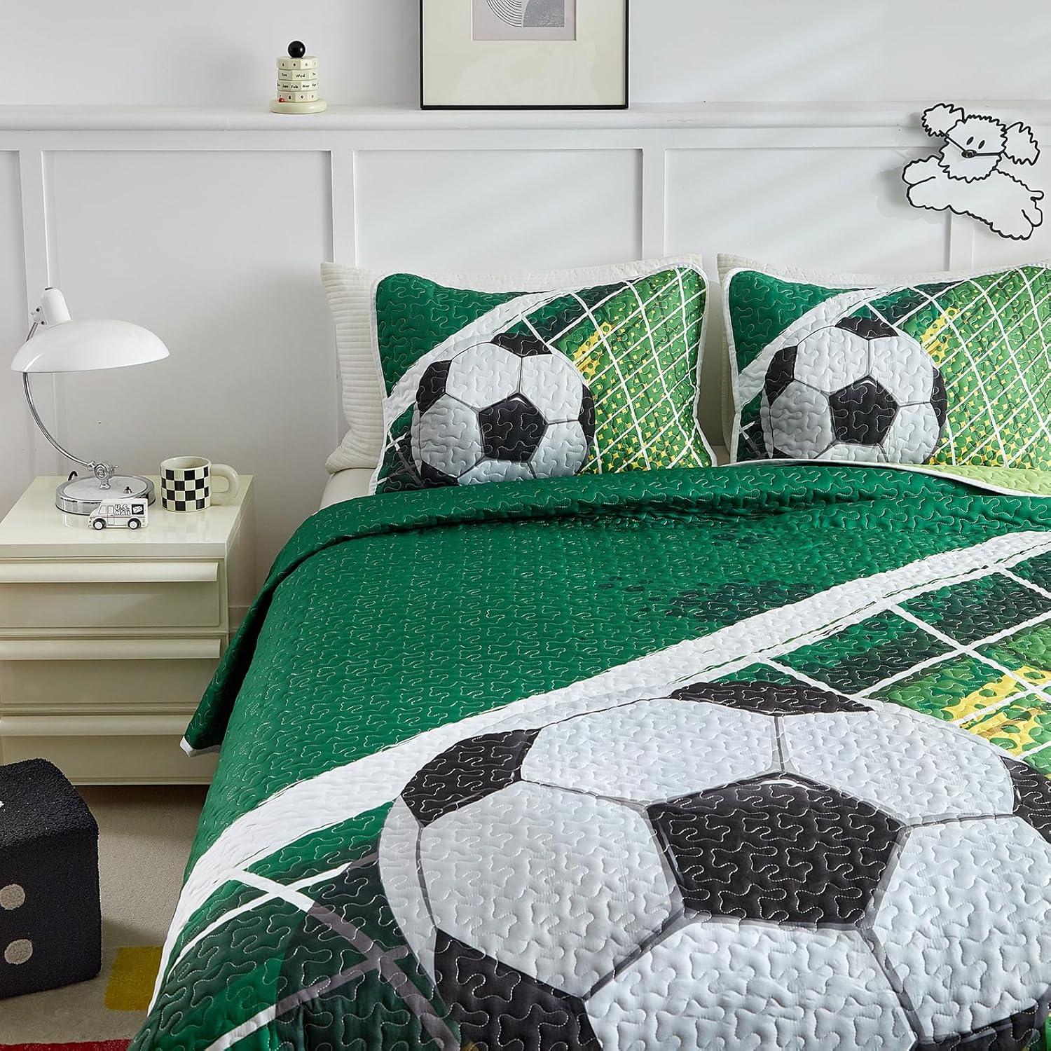 Juego de Colcha Doble UOZZI BEDDING Fútbol Verde 208x218 cm
