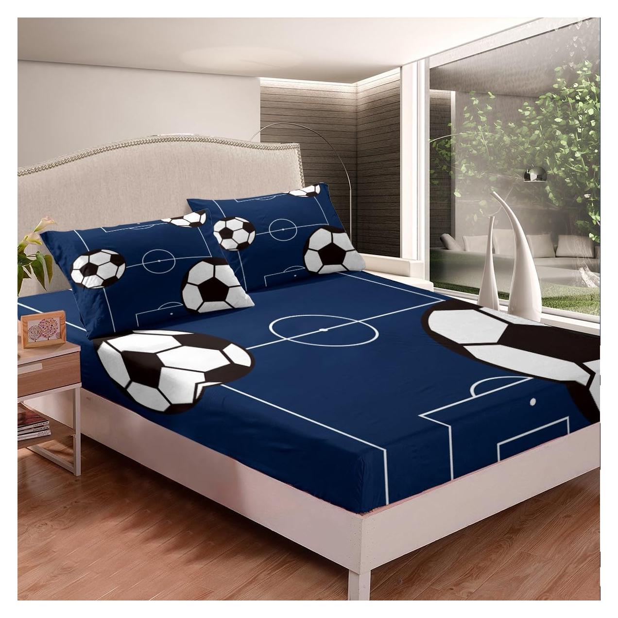 Juego de Sábanas Ajustadas de Fútbol Jejeloiu Individual